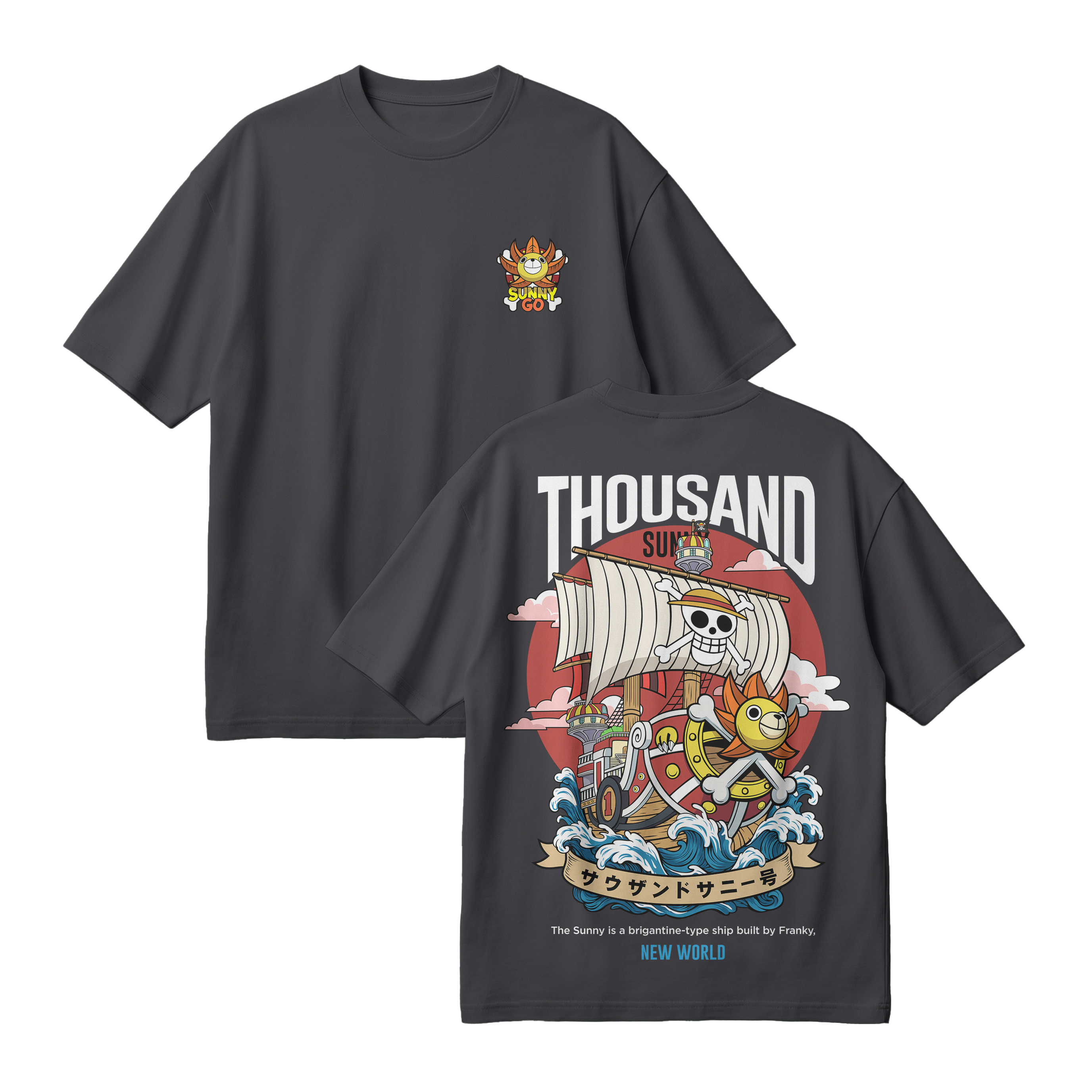 Anime One Piece Thousand Sunny Oversized T-Shirt - RZM016