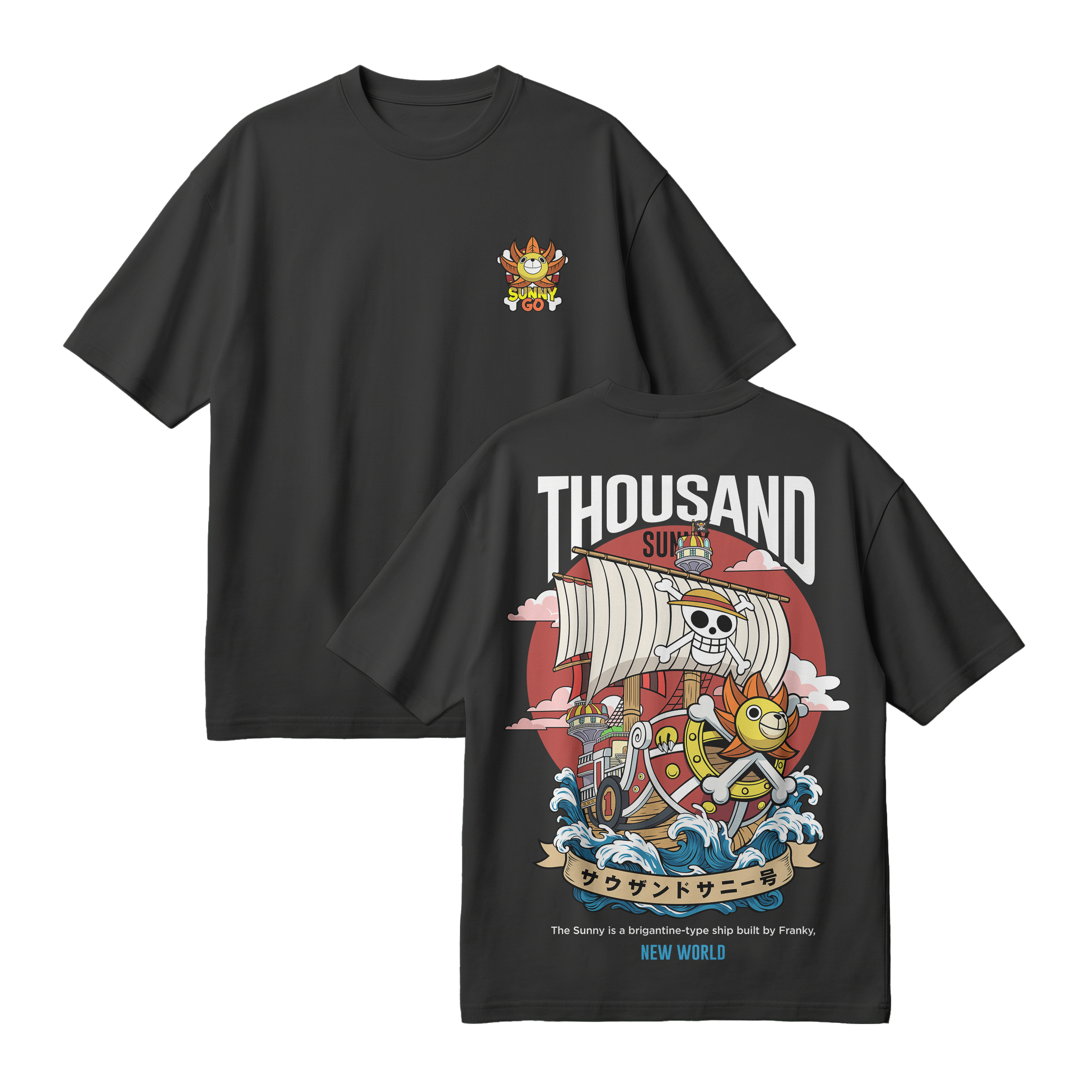 Anime One Piece Thousand Sunny Oversized T-Shirt - RZM016