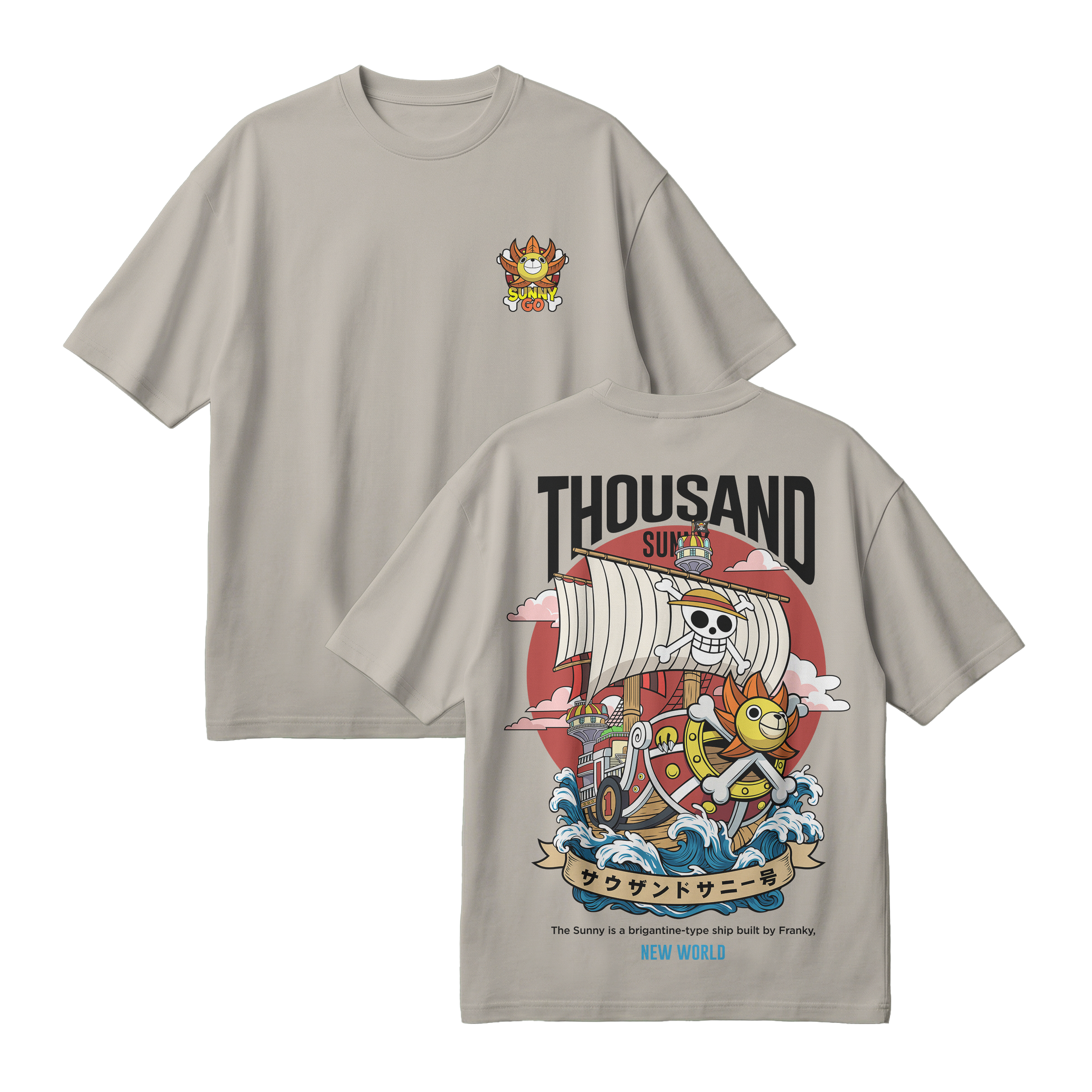 Anime One Piece Thousand Sunny Oversized T-Shirt - RZM016