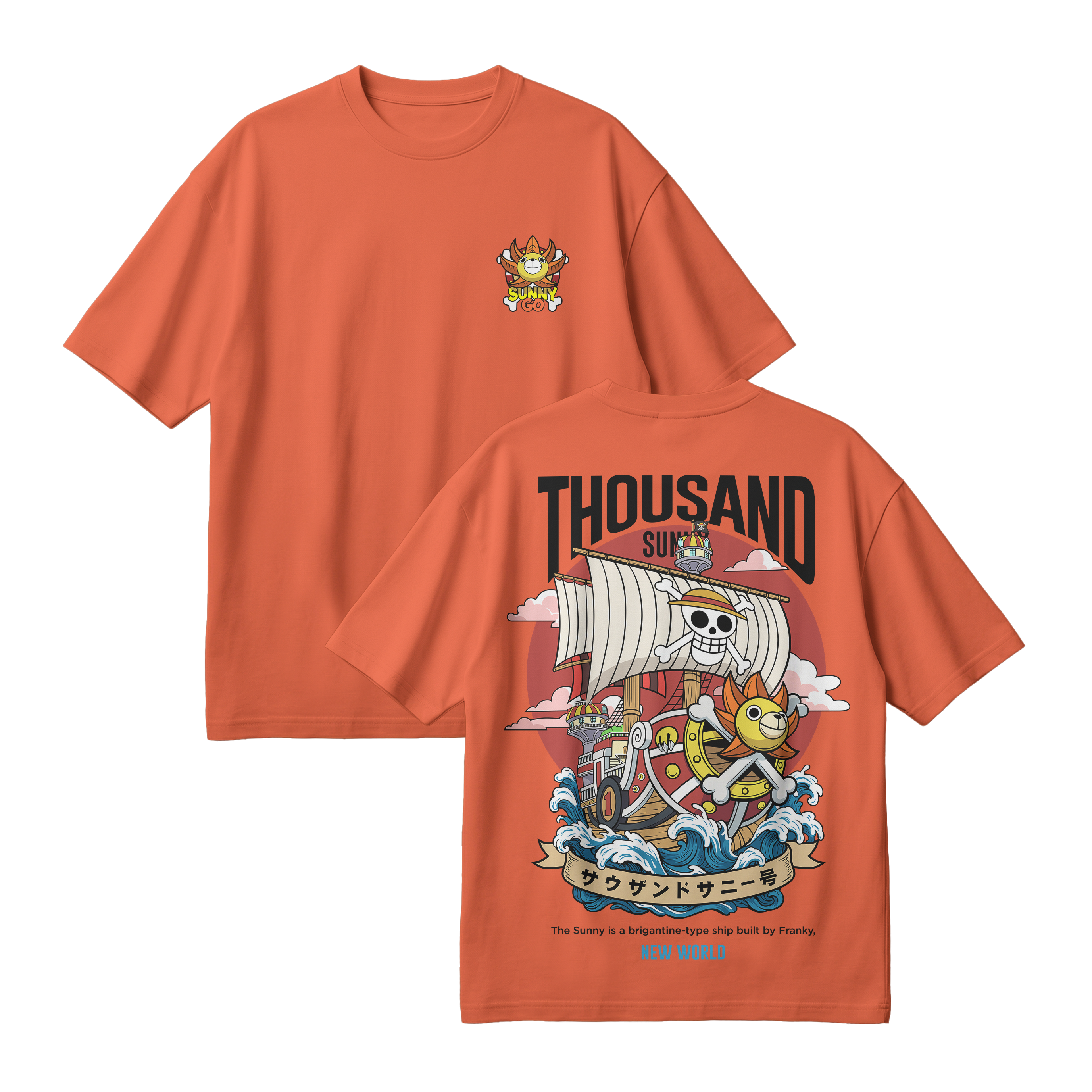 Anime One Piece Thousand Sunny Oversized T-Shirt - RZM016