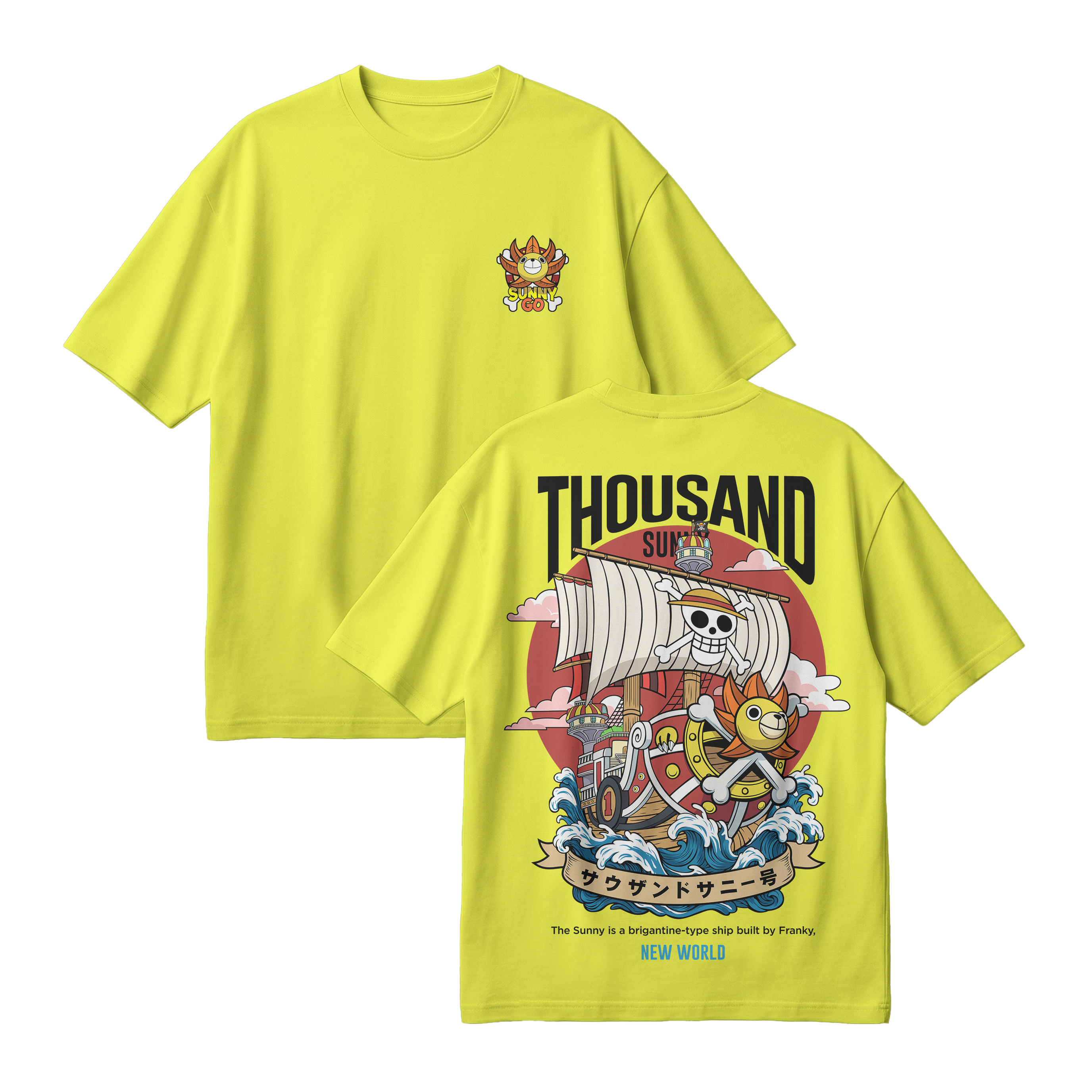 Anime One Piece Thousand Sunny Oversized T-Shirt - RZM016