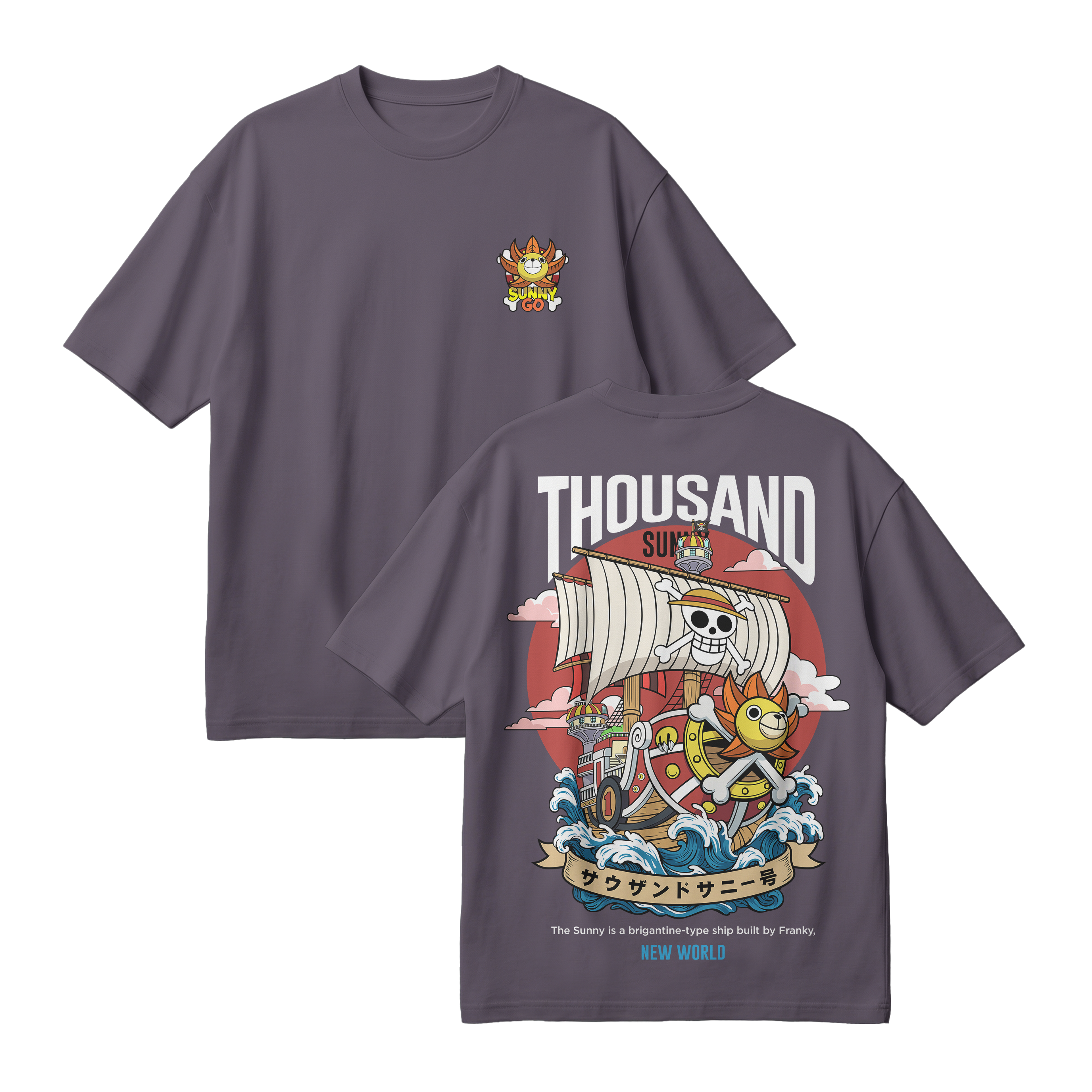 Anime One Piece Thousand Sunny Oversized T-Shirt - RZM016
