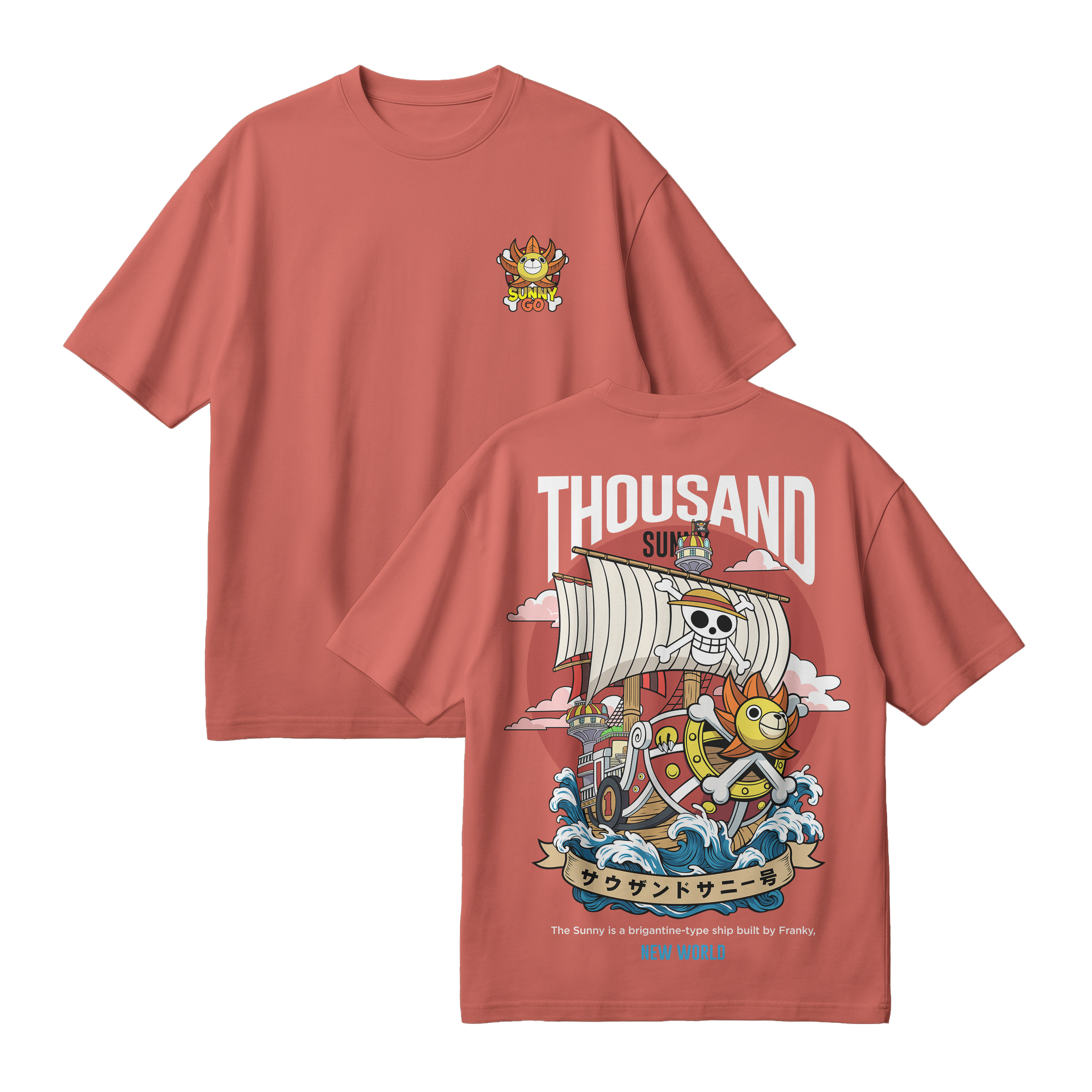 Anime One Piece Thousand Sunny Oversized T-Shirt - RZM016