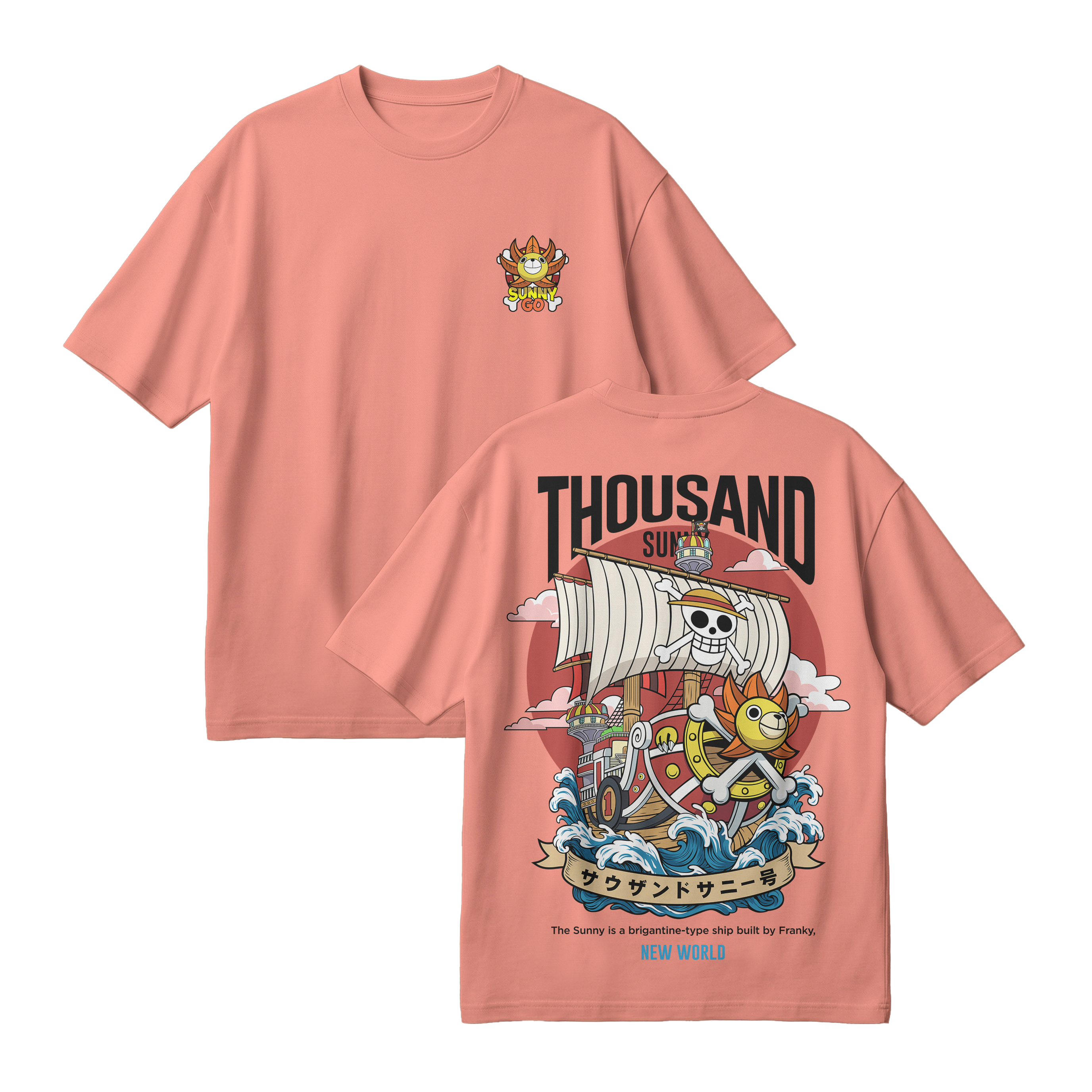 Anime One Piece Thousand Sunny Oversized T-Shirt - RZM016