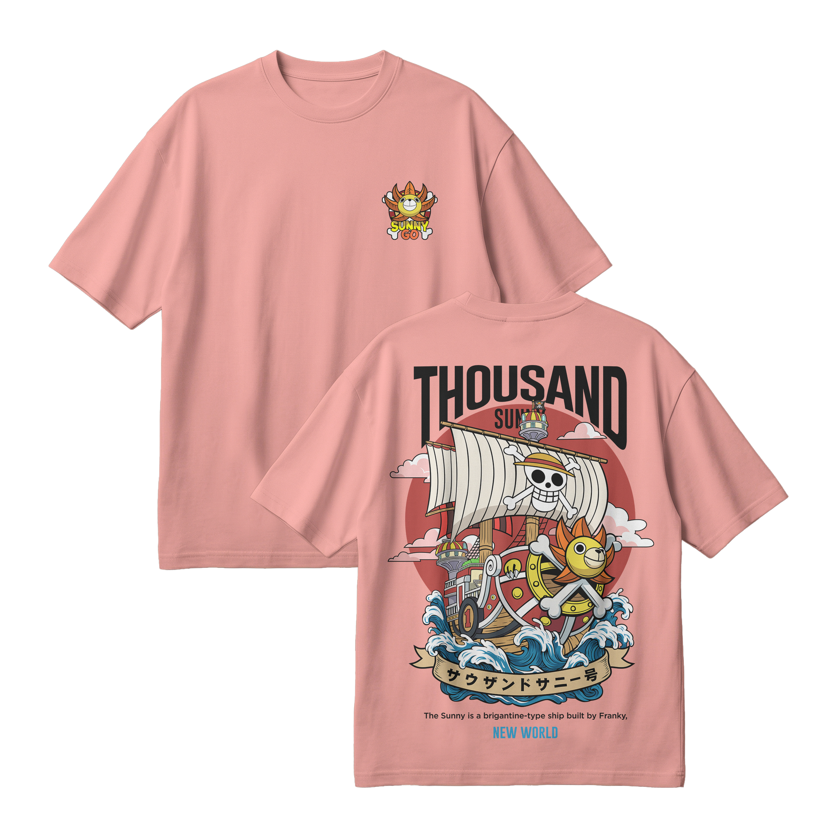 Anime One Piece Thousand Sunny Oversized T-Shirt - RZM016