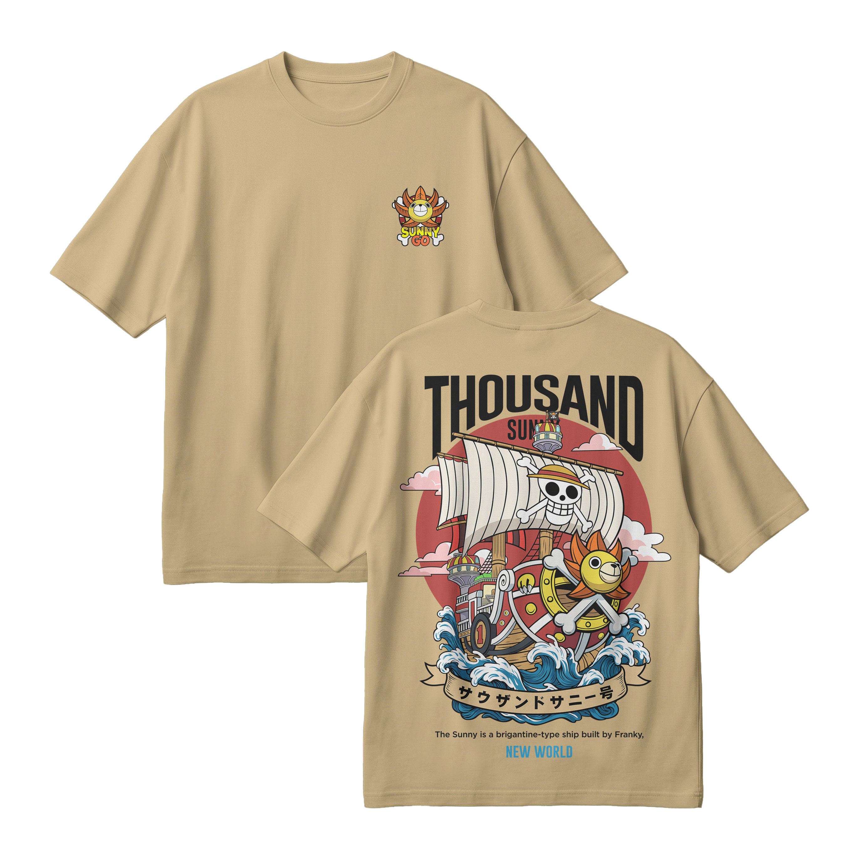 Anime One Piece Thousand Sunny Oversized T-Shirt - RZM016