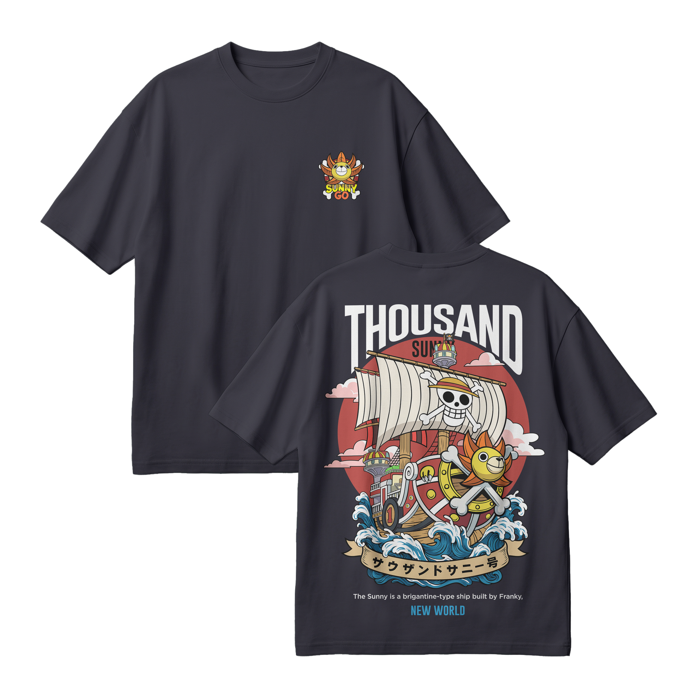 Anime One Piece Thousand Sunny Oversized T-Shirt - RZM016