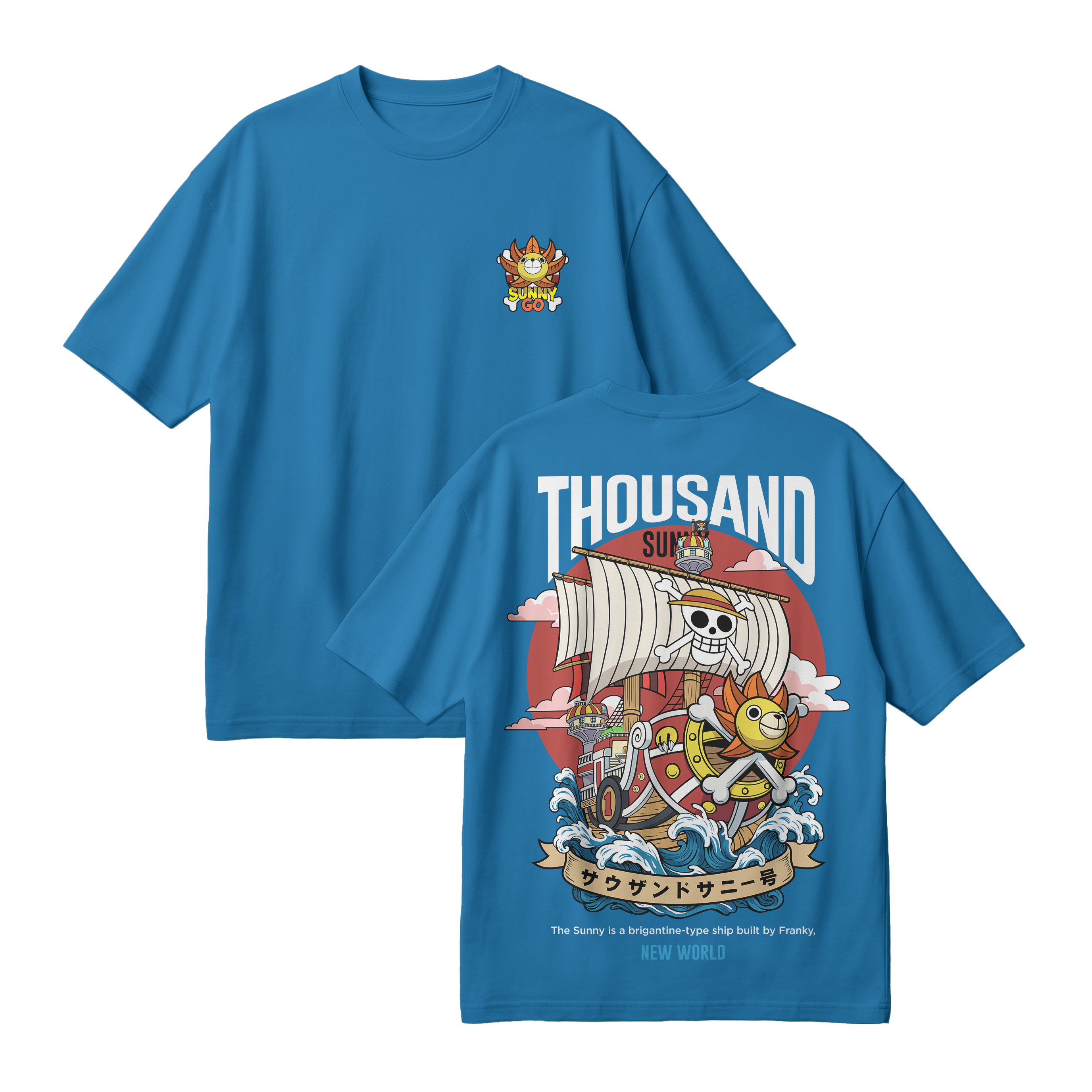 Anime One Piece Thousand Sunny Oversized T-Shirt - RZM016