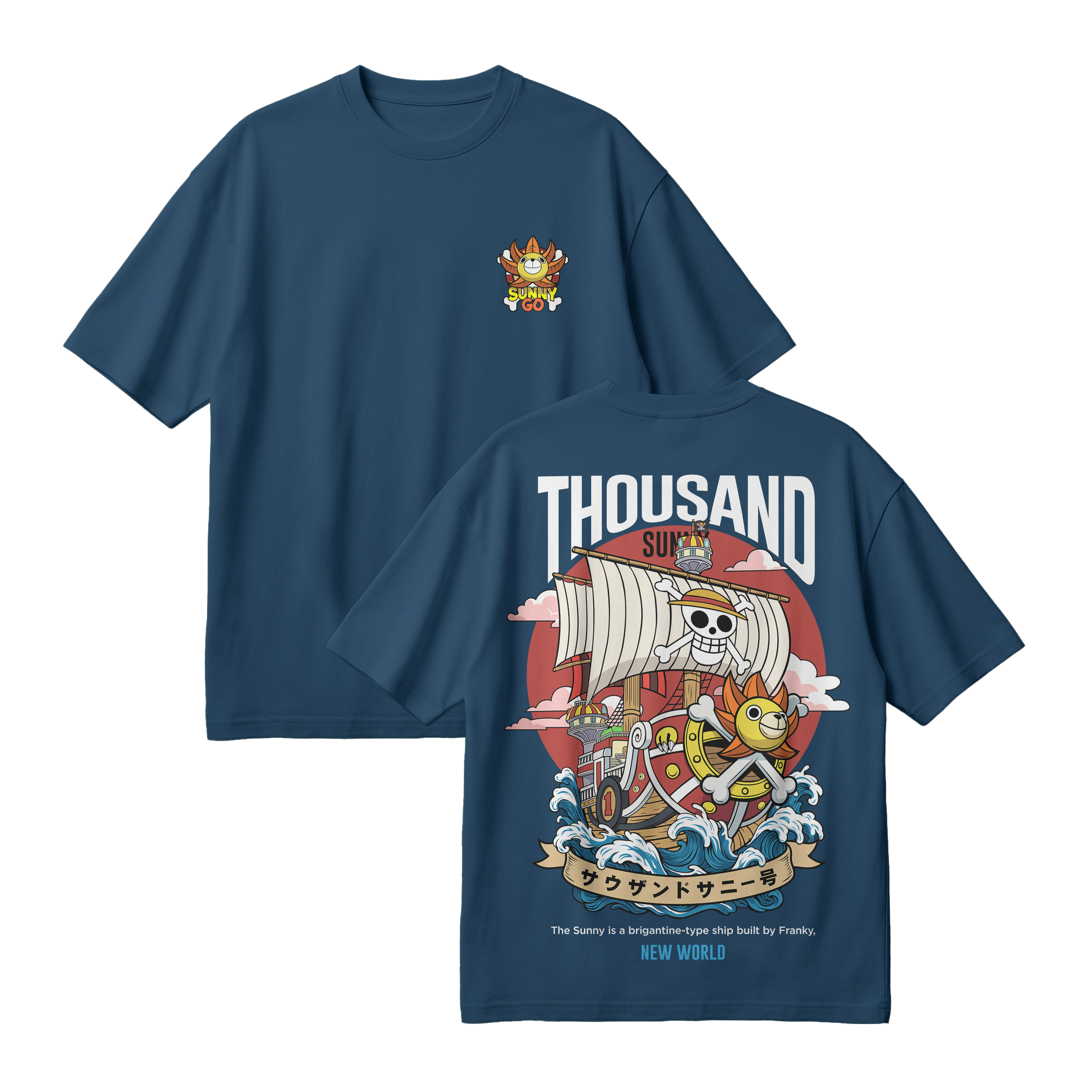 Anime One Piece Thousand Sunny Oversized T-Shirt - RZM016