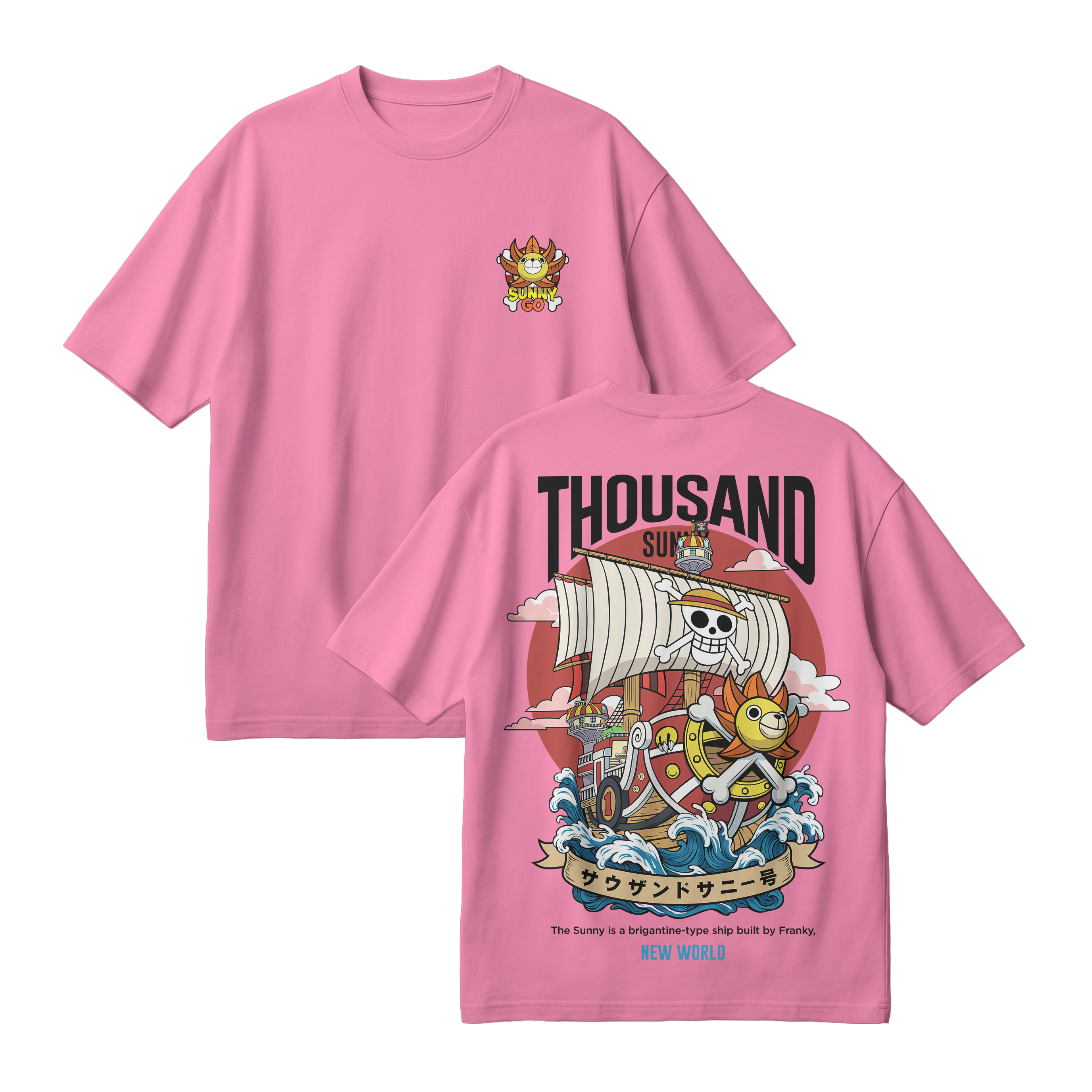 Anime One Piece Thousand Sunny Oversized T-Shirt - RZM016