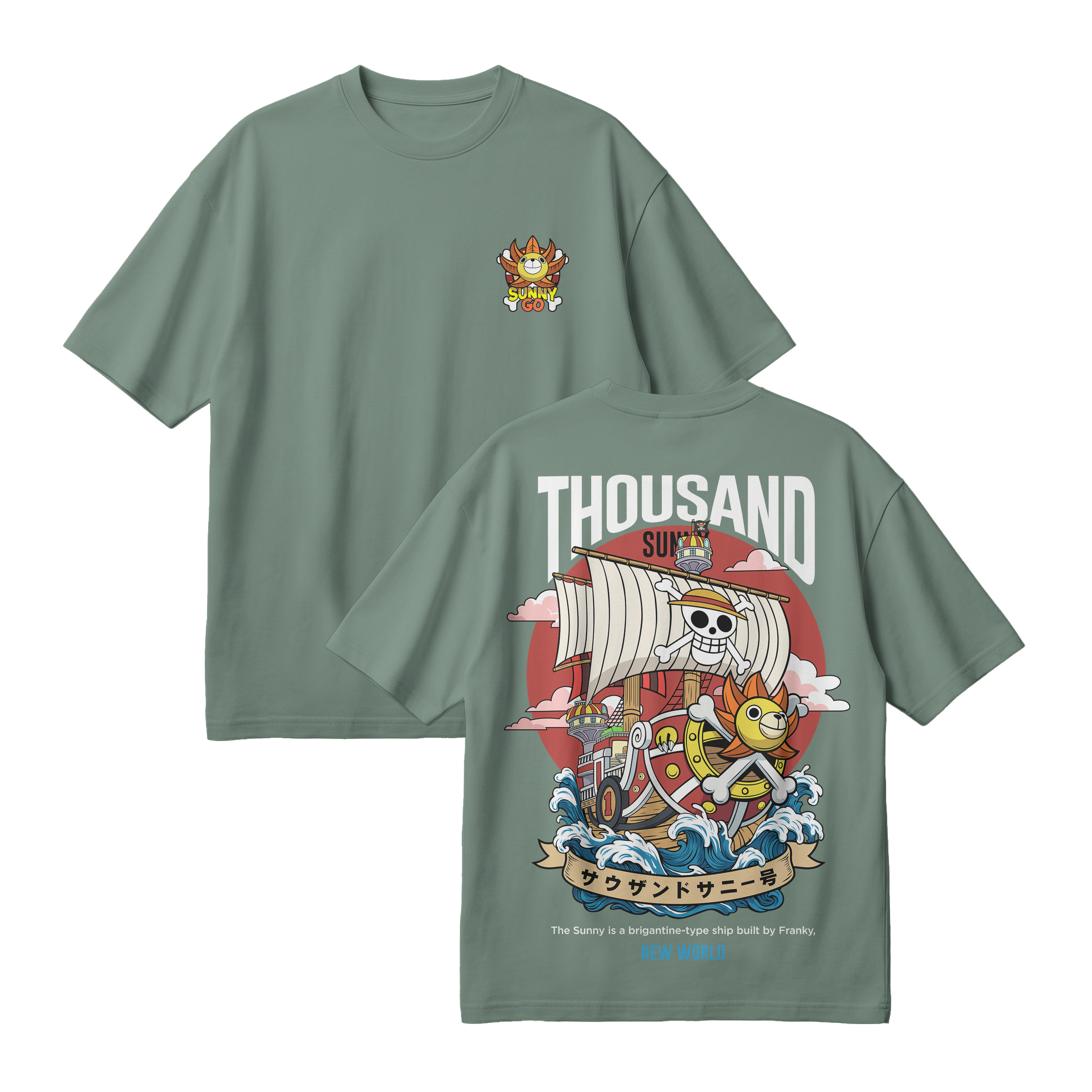 Anime One Piece Thousand Sunny Oversized T-Shirt - RZM016