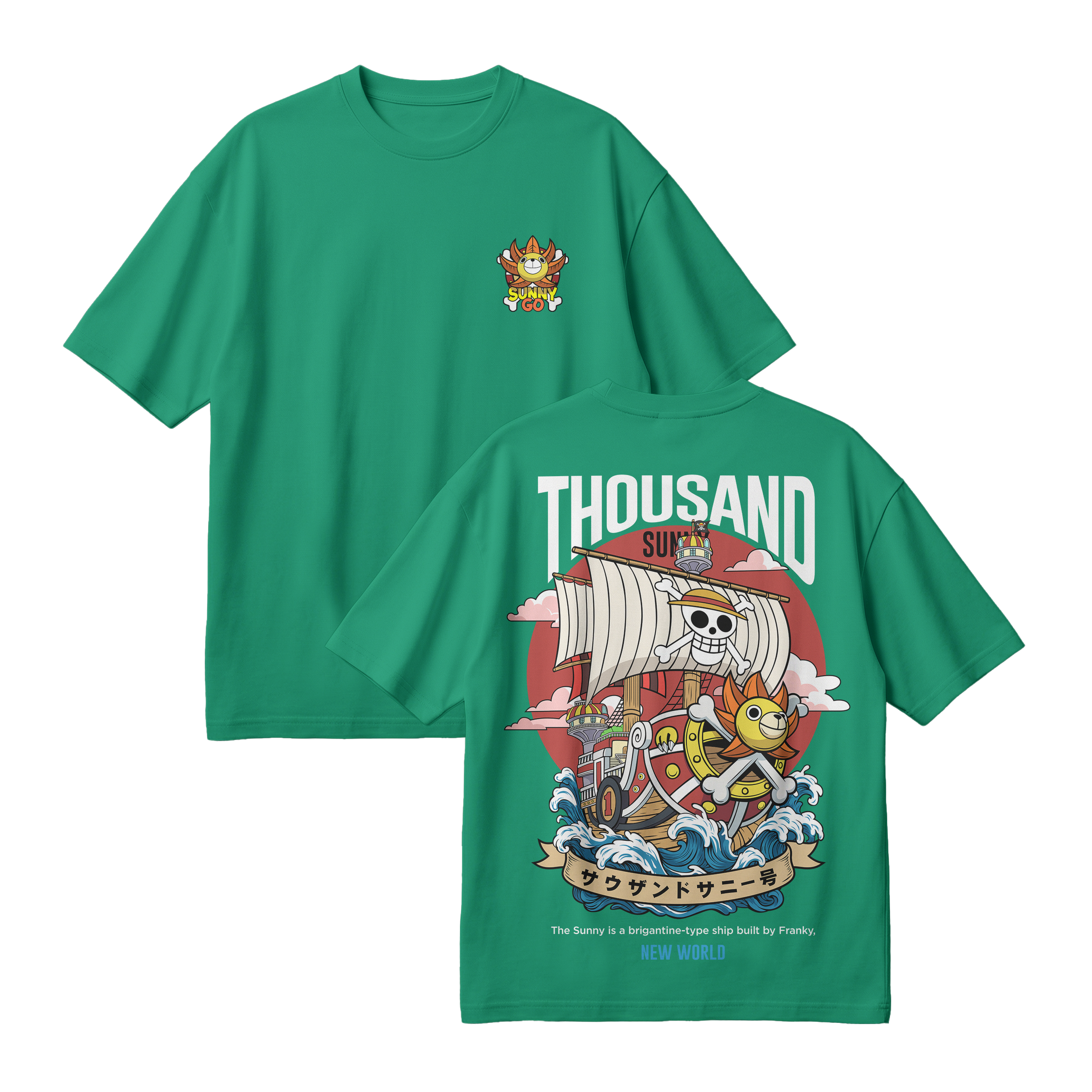 Anime One Piece Thousand Sunny Oversized T-Shirt - RZM016
