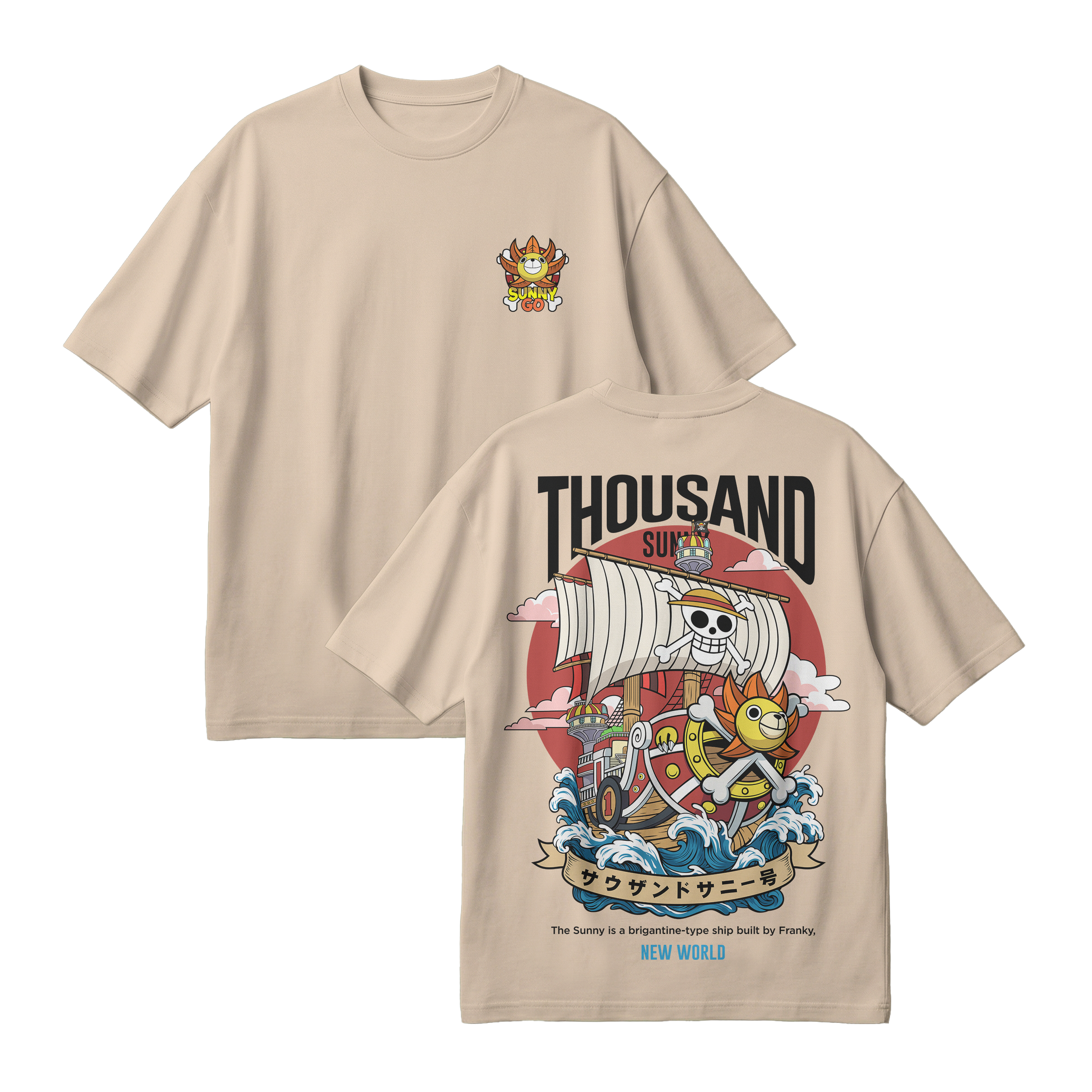 Anime One Piece Thousand Sunny Oversized T-Shirt - RZM016
