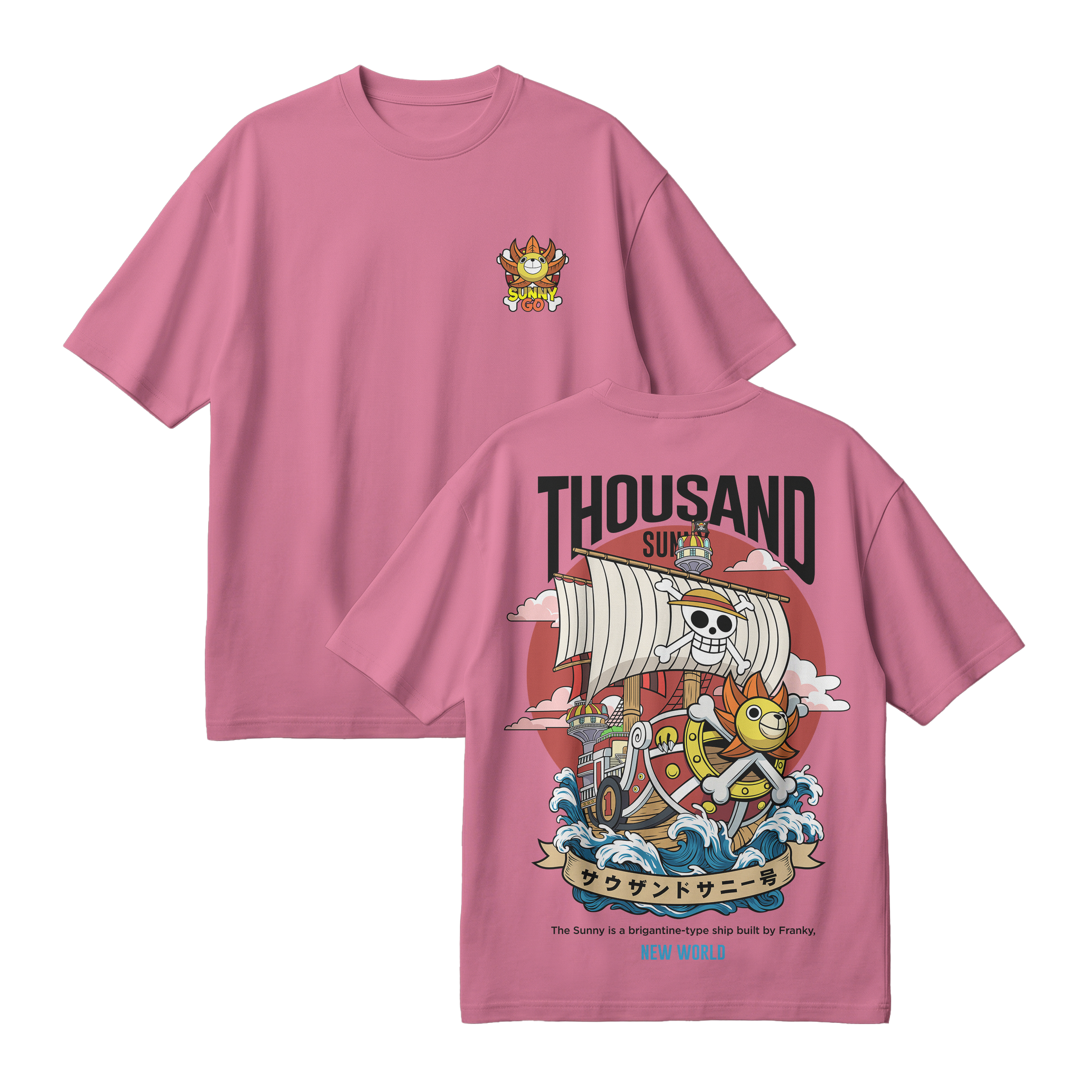 Anime One Piece Thousand Sunny Oversized T-Shirt - RZM016