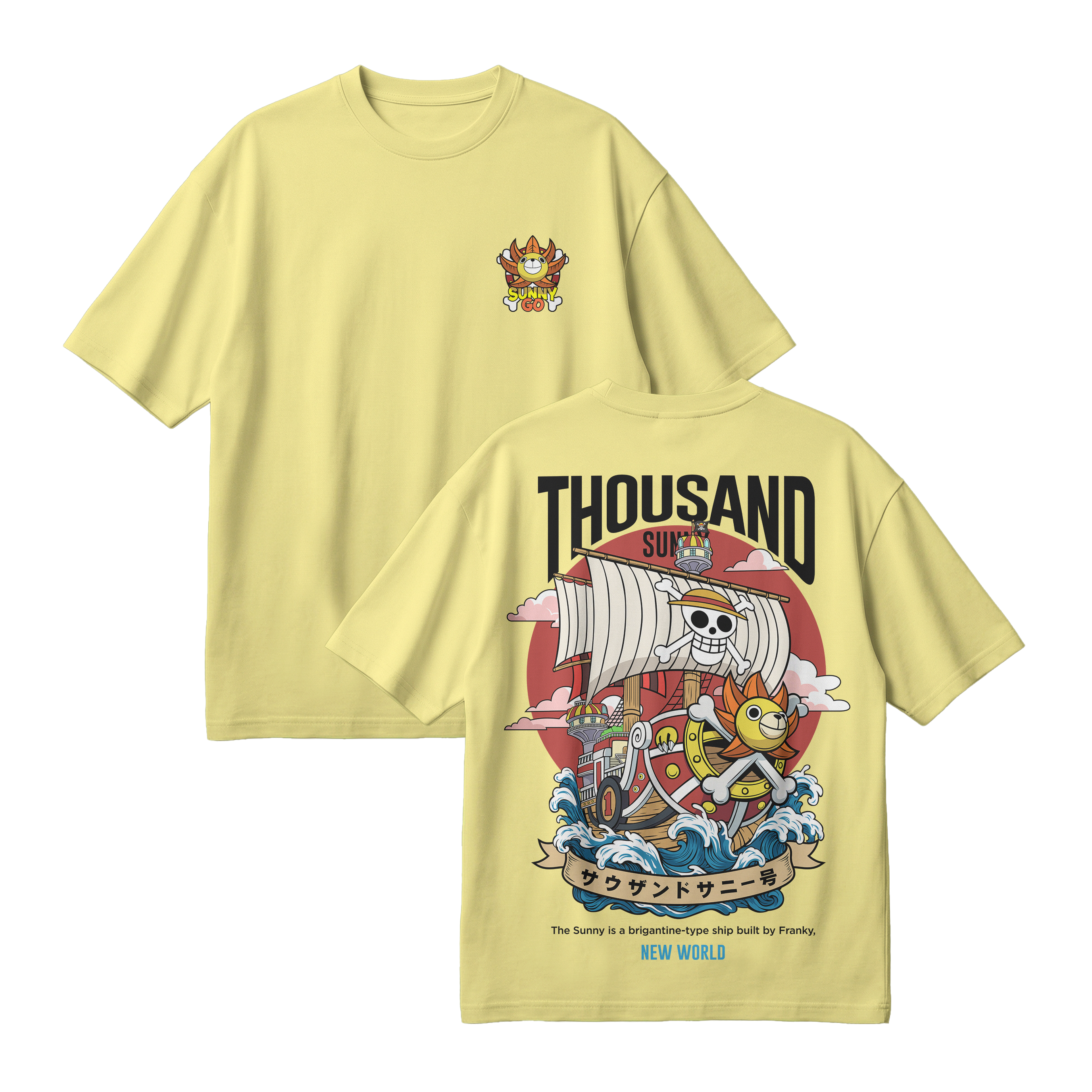 Anime One Piece Thousand Sunny Oversized T-Shirt - RZM016