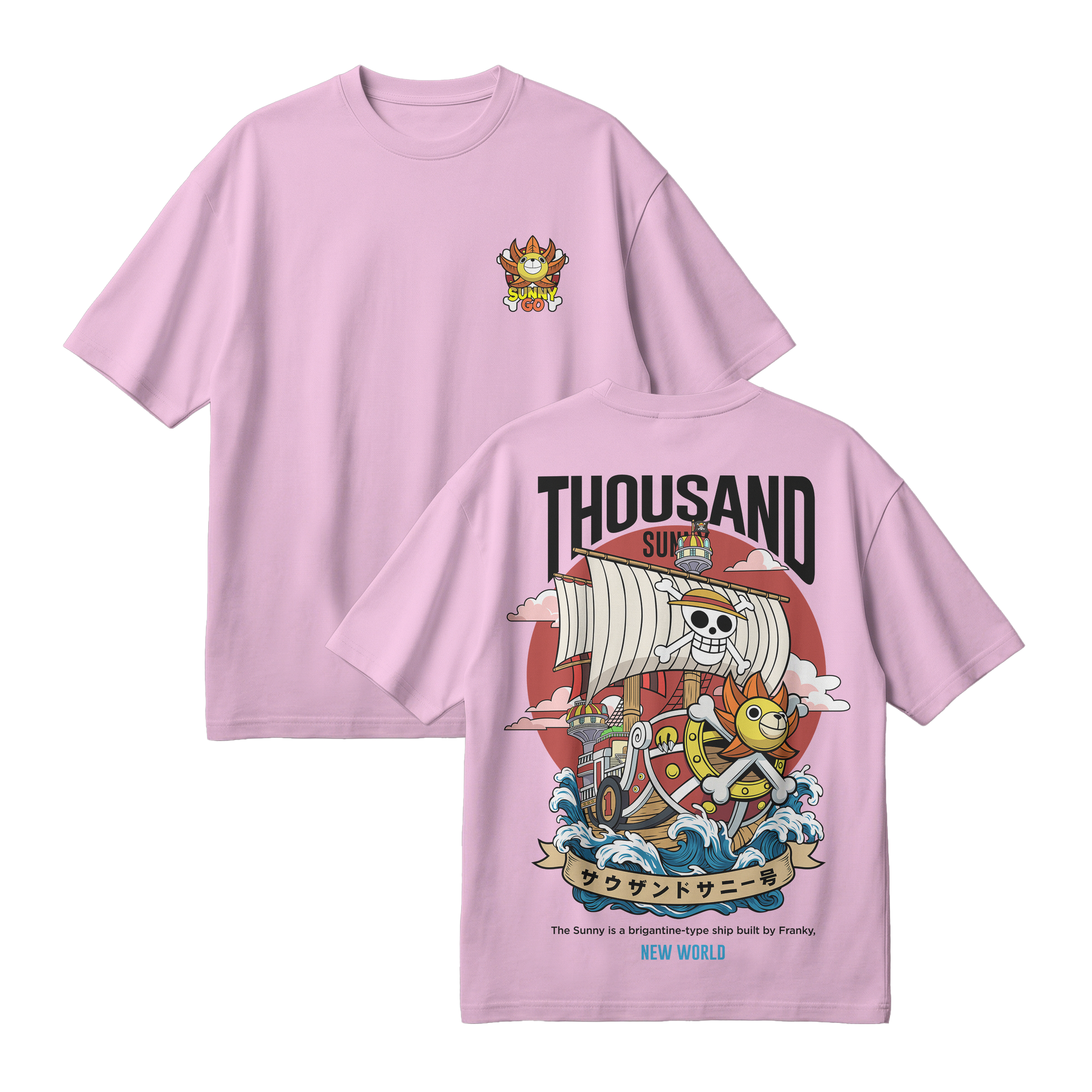 Anime One Piece Thousand Sunny Oversized T-Shirt - RZM016