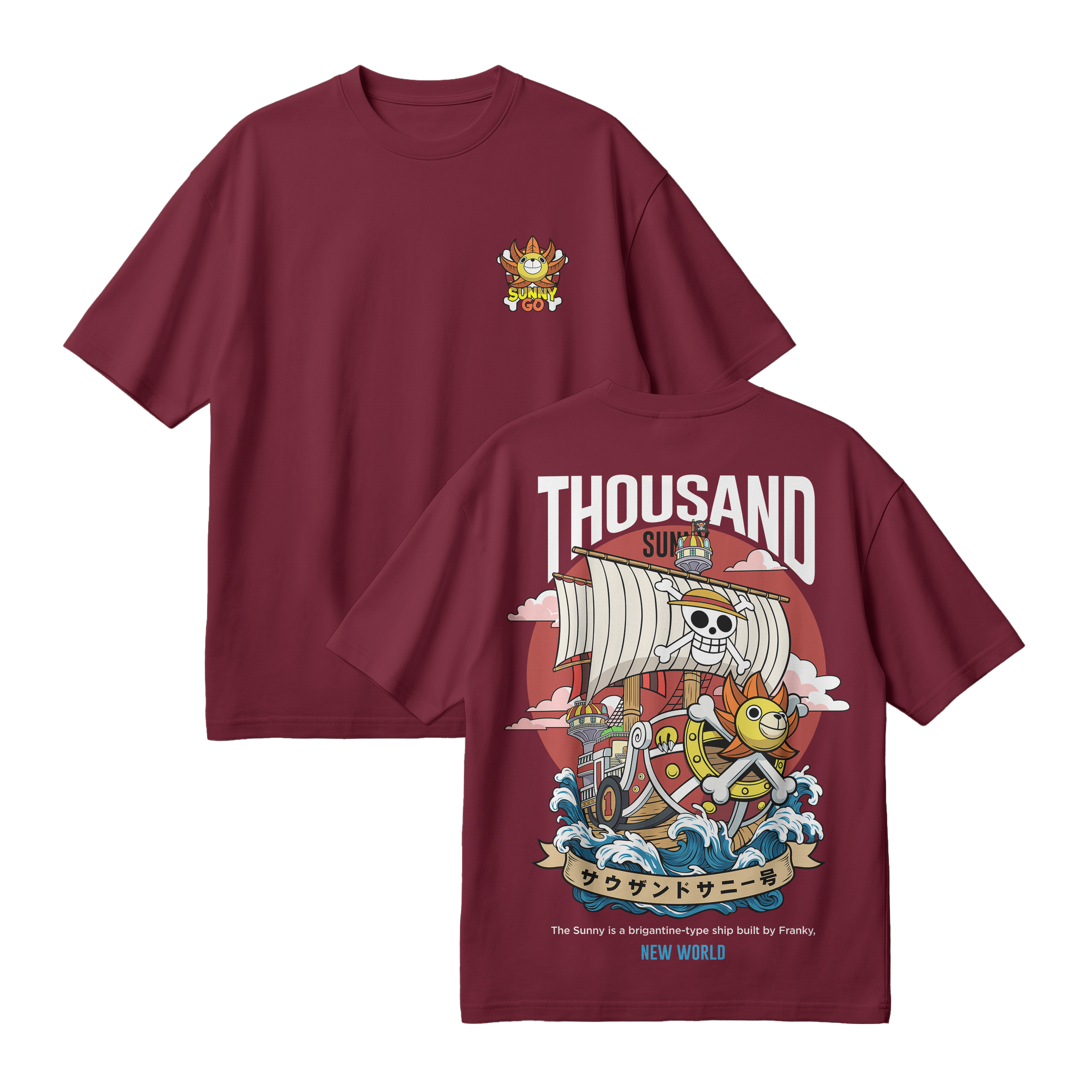 Anime One Piece Thousand Sunny Oversized T-Shirt - RZM016