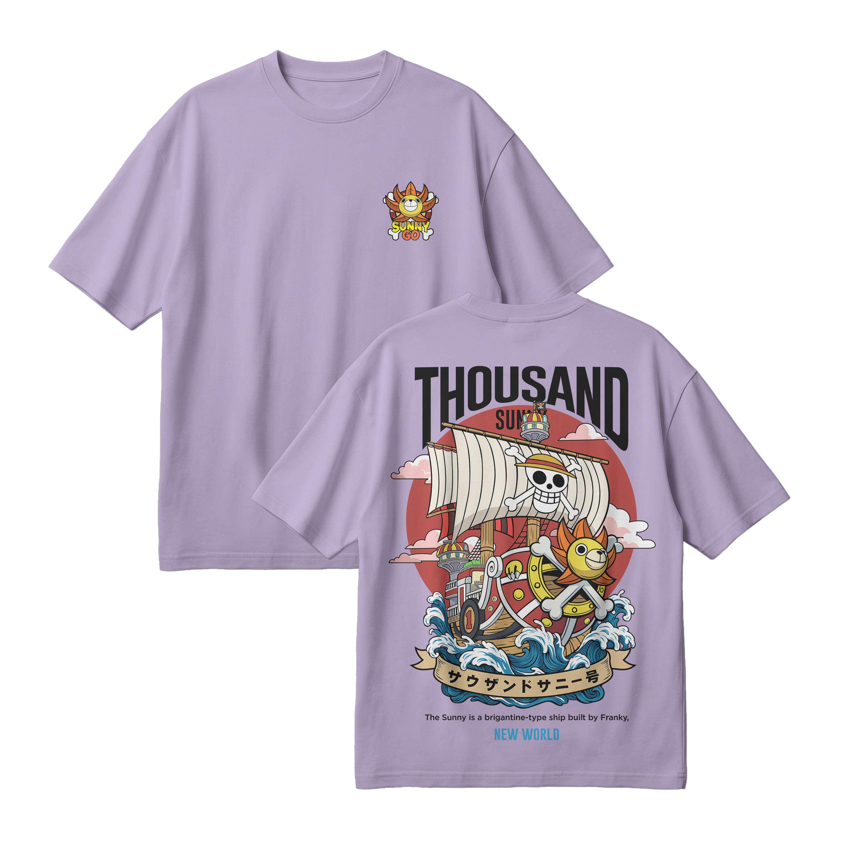 Anime One Piece Thousand Sunny Oversized T-Shirt - RZM016