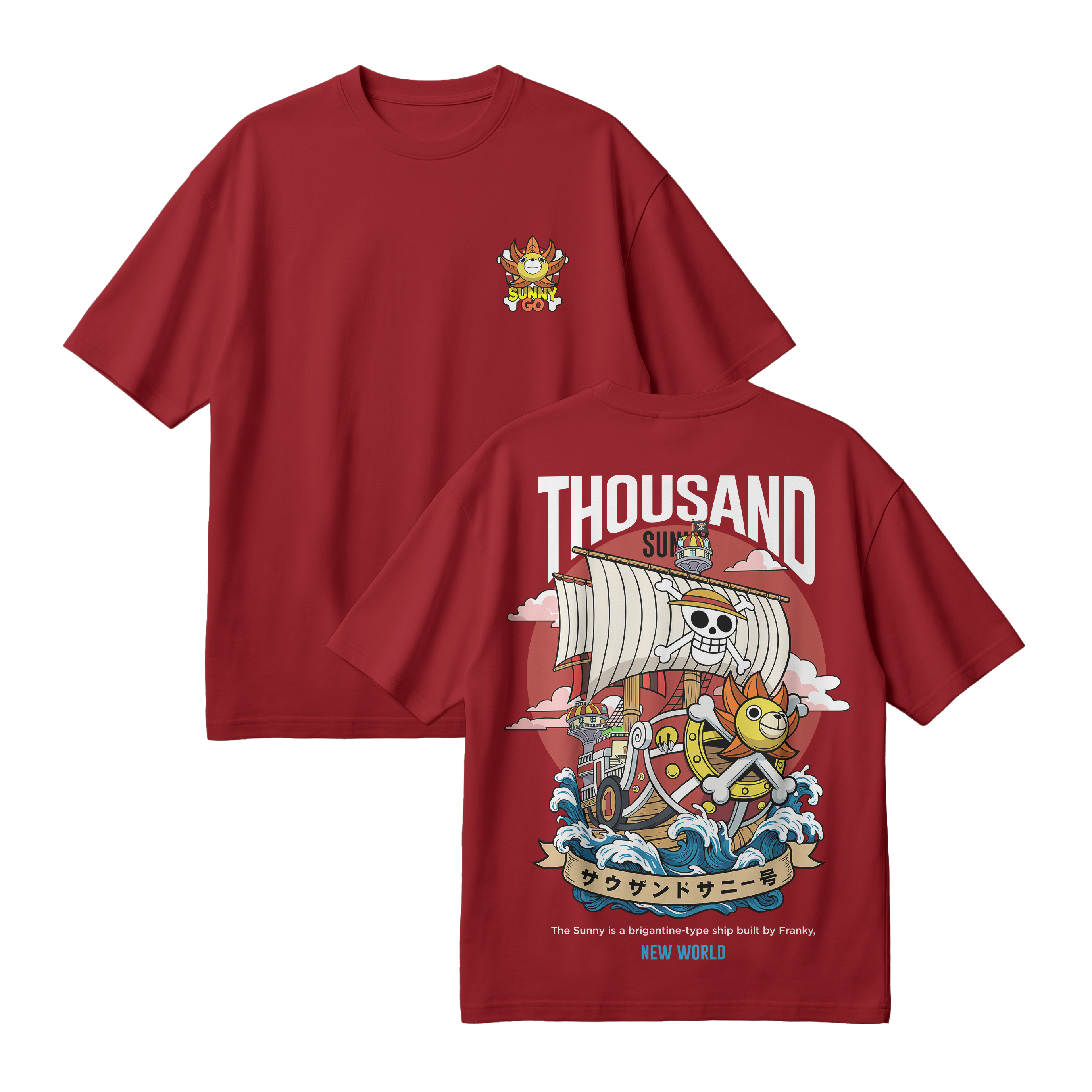 Anime One Piece Thousand Sunny Oversized T-Shirt - RZM016