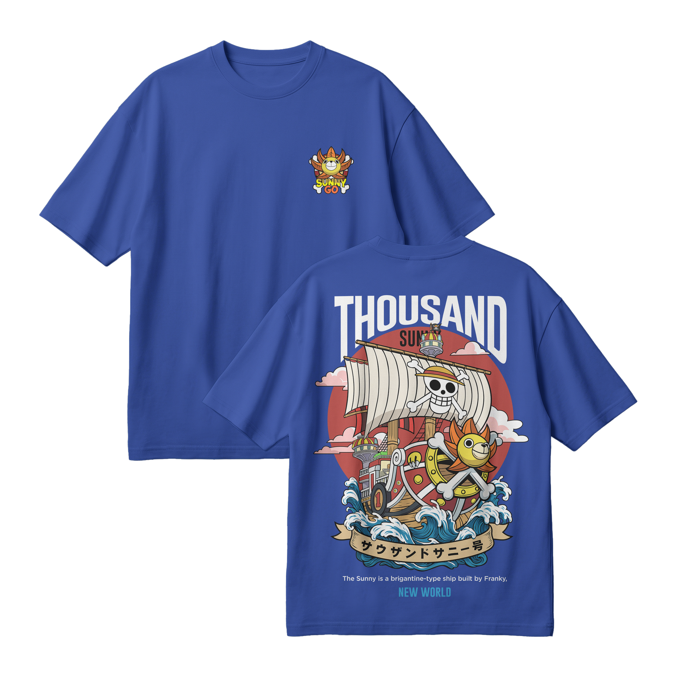 Anime One Piece Thousand Sunny Oversized T-Shirt - RZM016