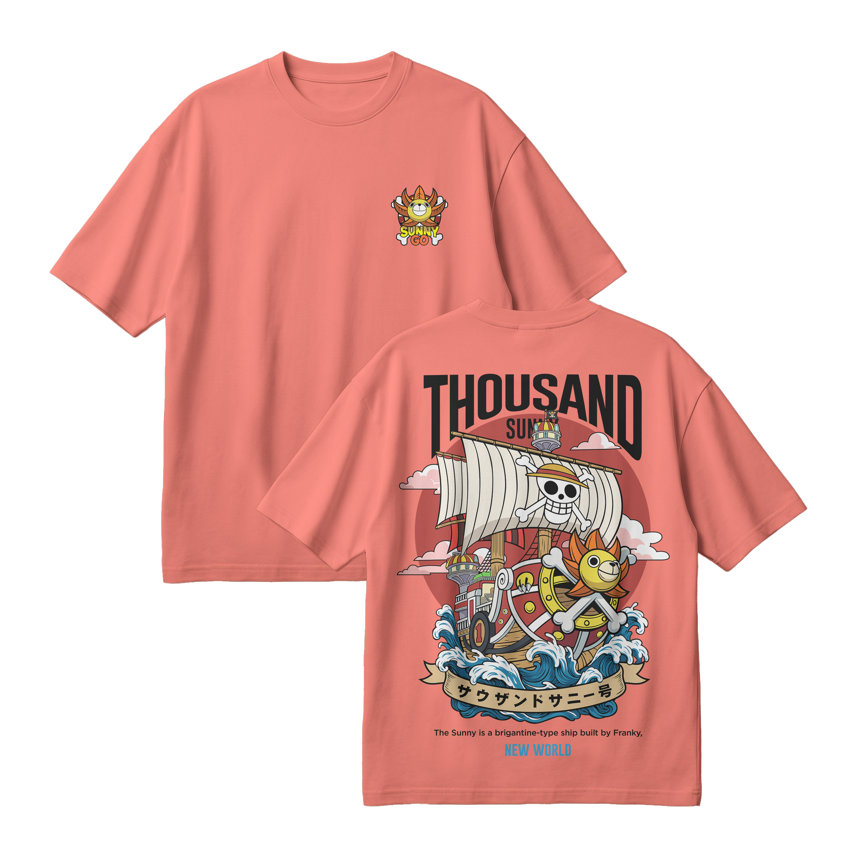 Anime One Piece Thousand Sunny Oversized T-Shirt - RZM016