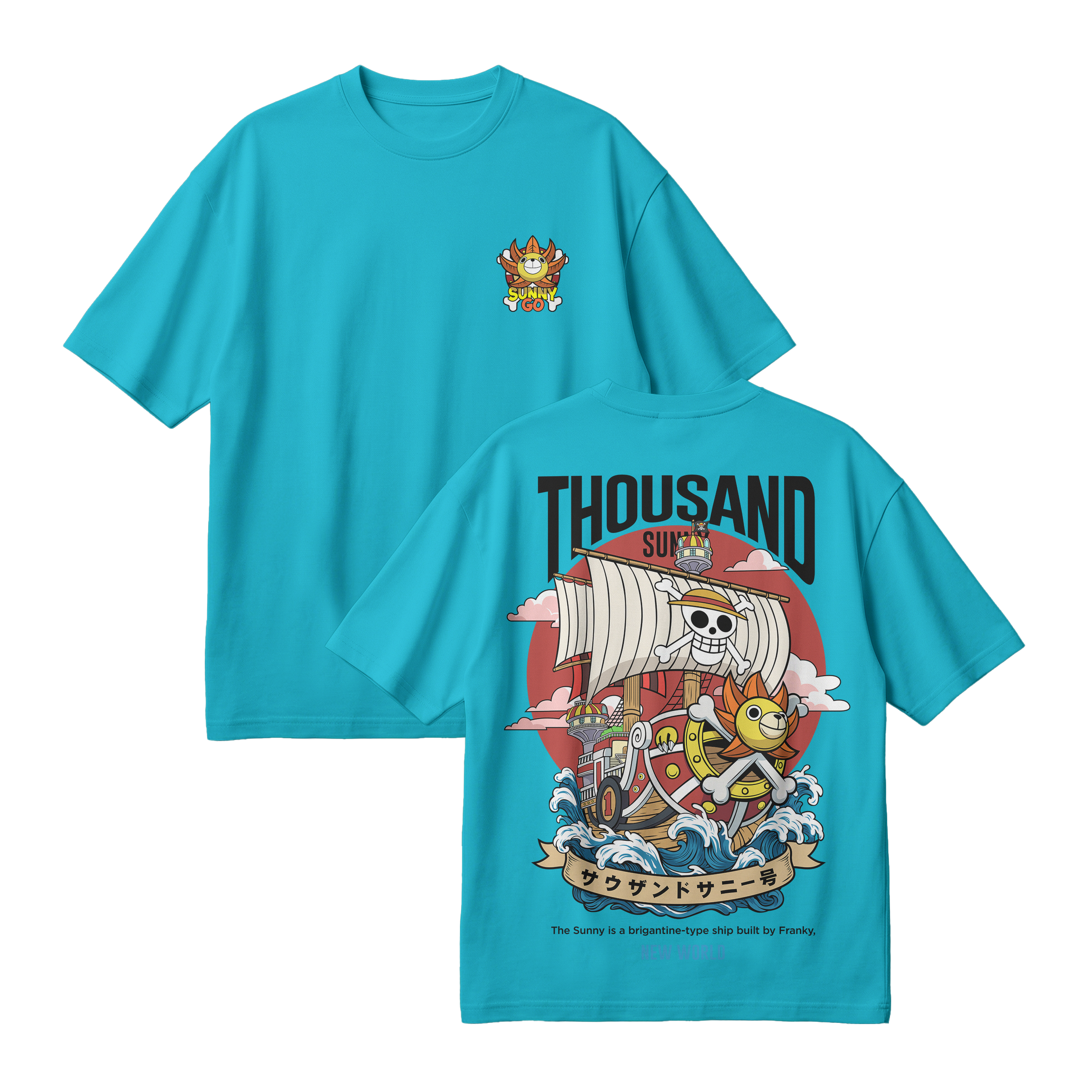 Anime One Piece Thousand Sunny Oversized T-Shirt - RZM016