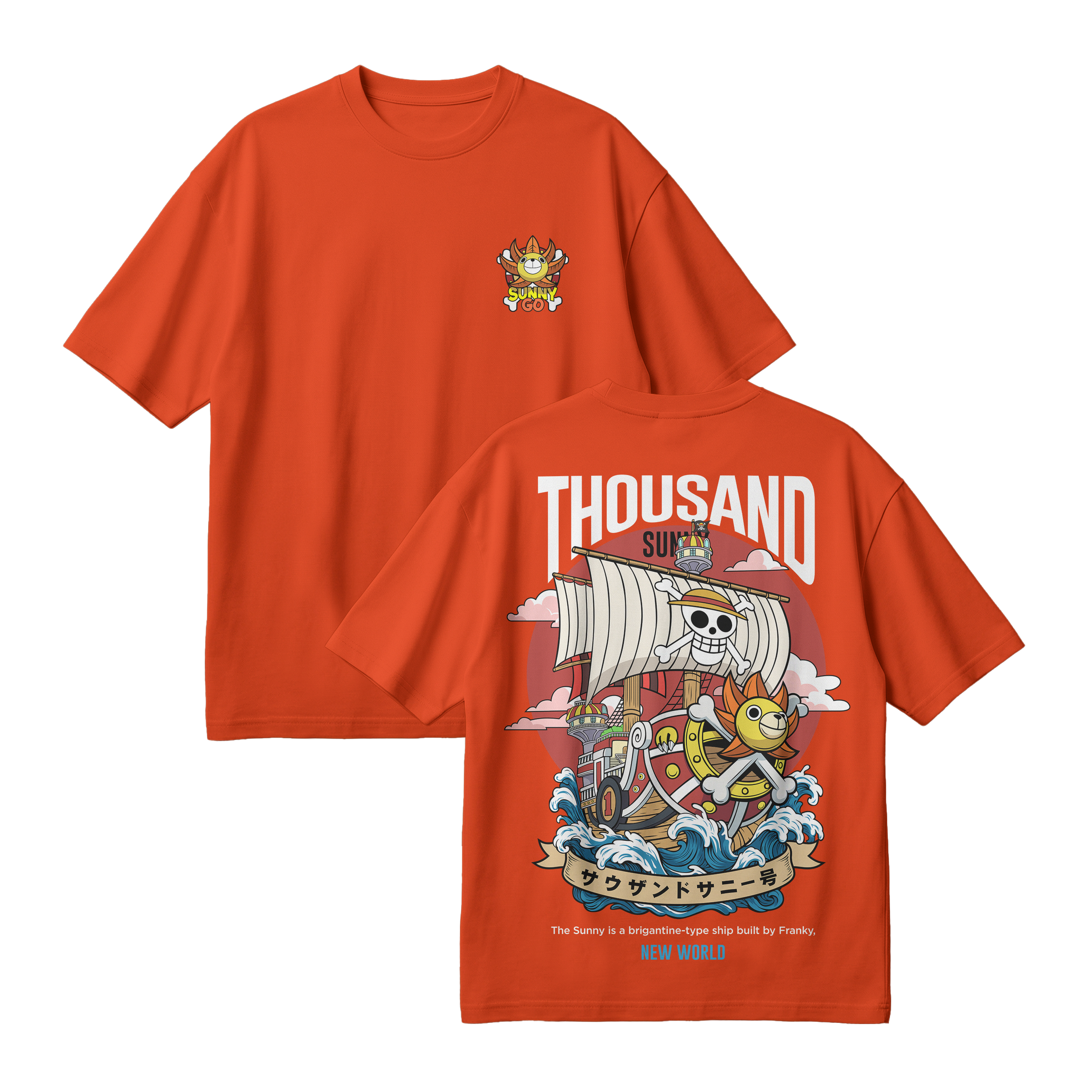 Anime One Piece Thousand Sunny Oversized T-Shirt - RZM016