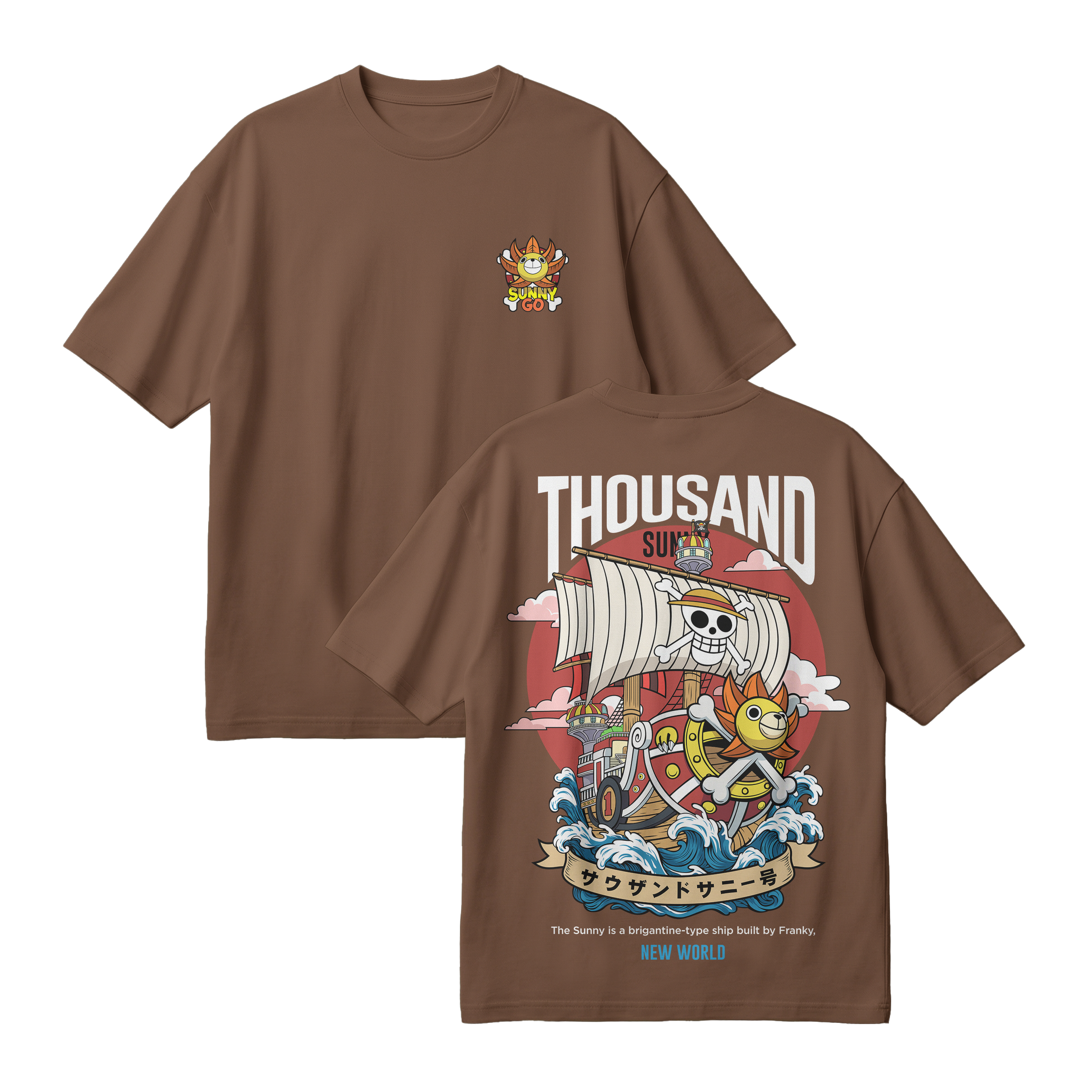 Anime One Piece Thousand Sunny Oversized T-Shirt - RZM016