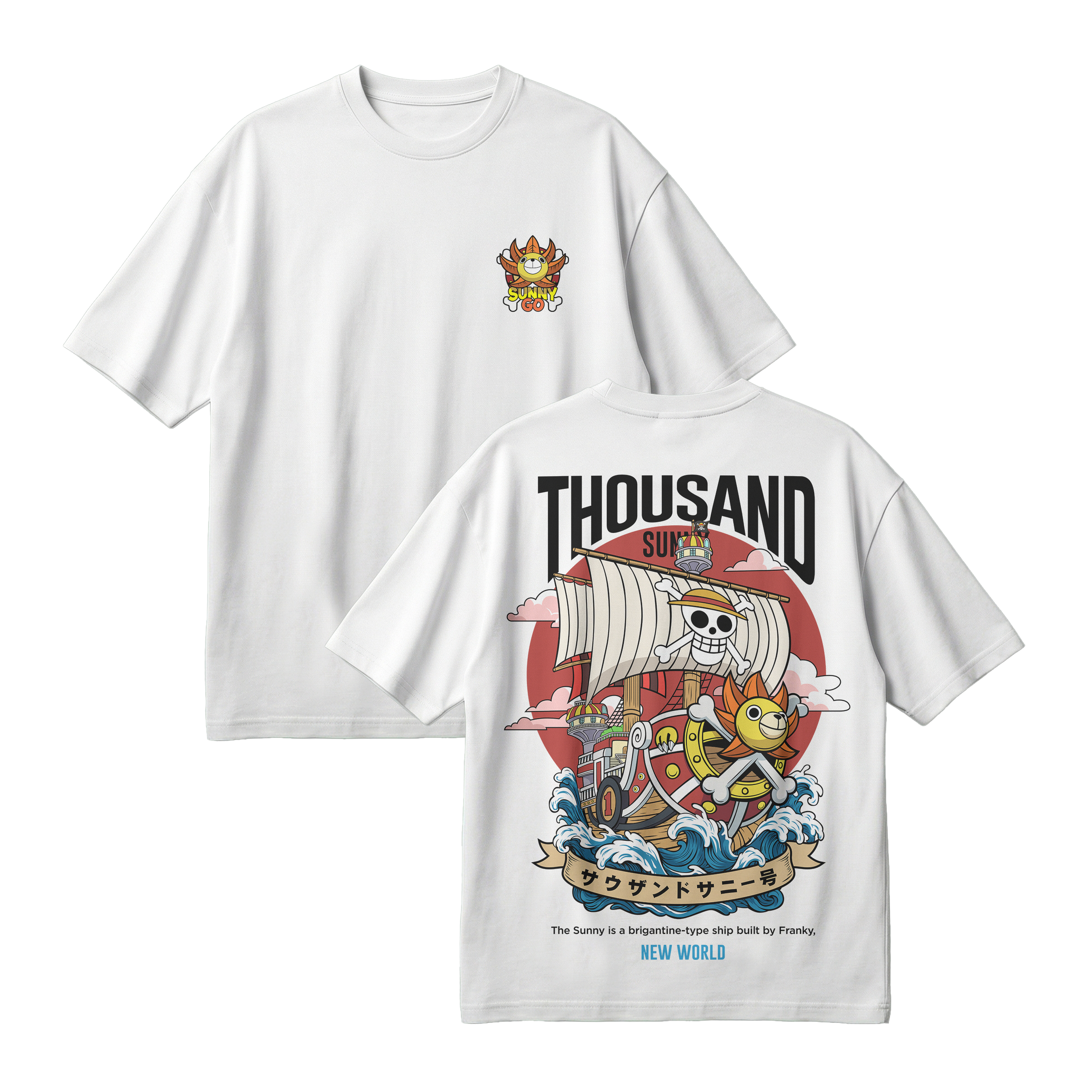 Anime One Piece Thousand Sunny Oversized T-Shirt - RZM016