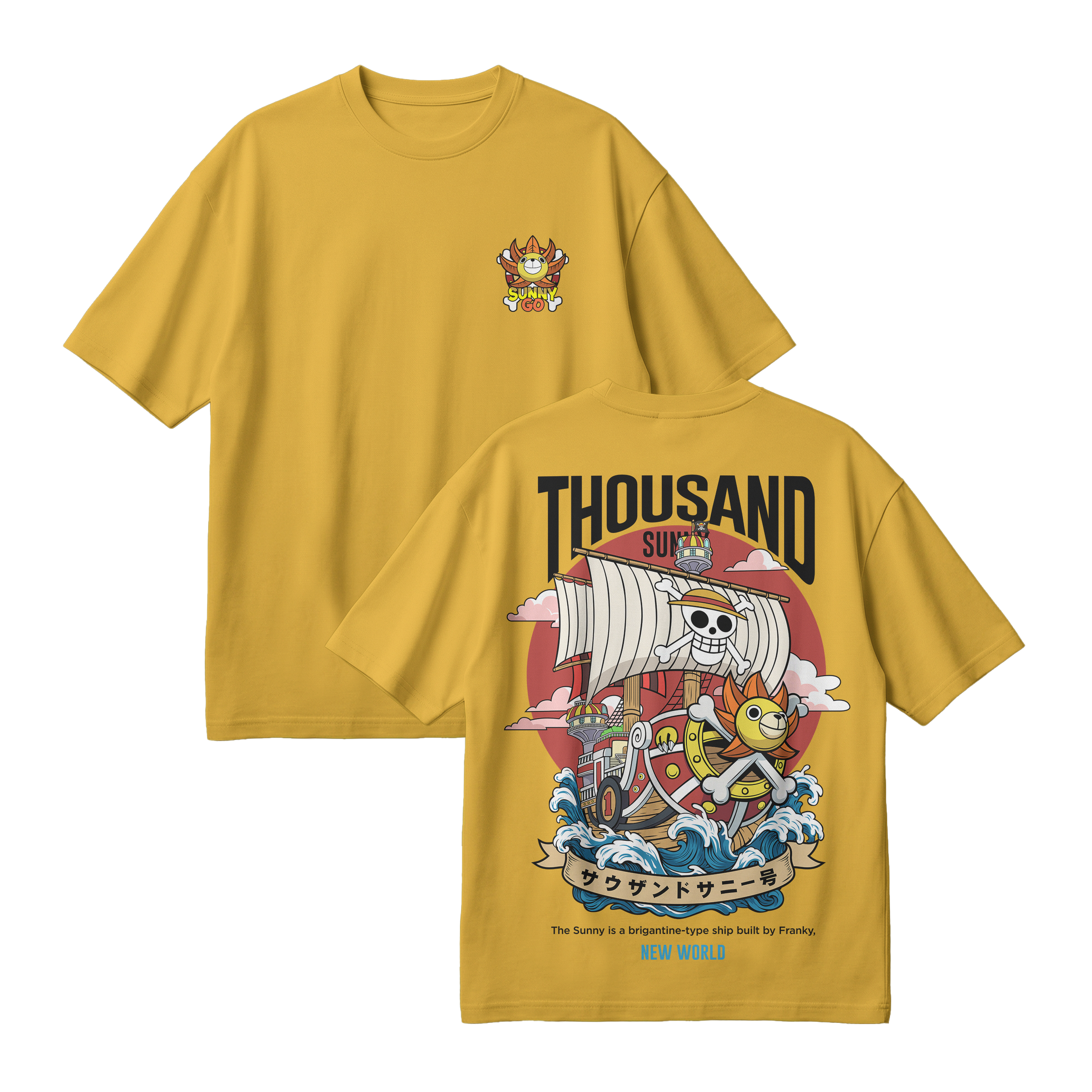 Anime One Piece Thousand Sunny Oversized T-Shirt - RZM016
