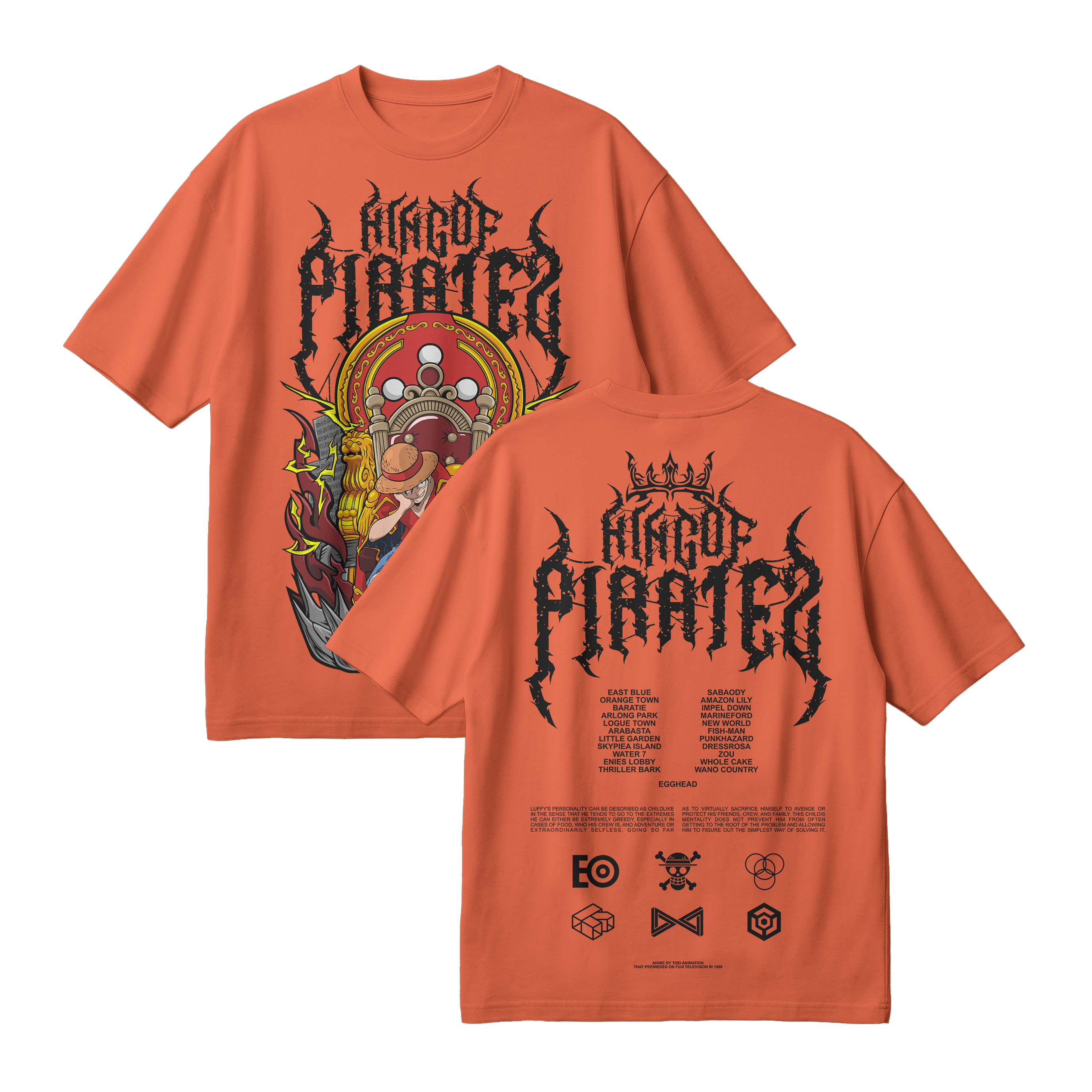 Anime One Piece Monkey D. Luffy King Of Pirates Oversized T-Shirt - RZM019