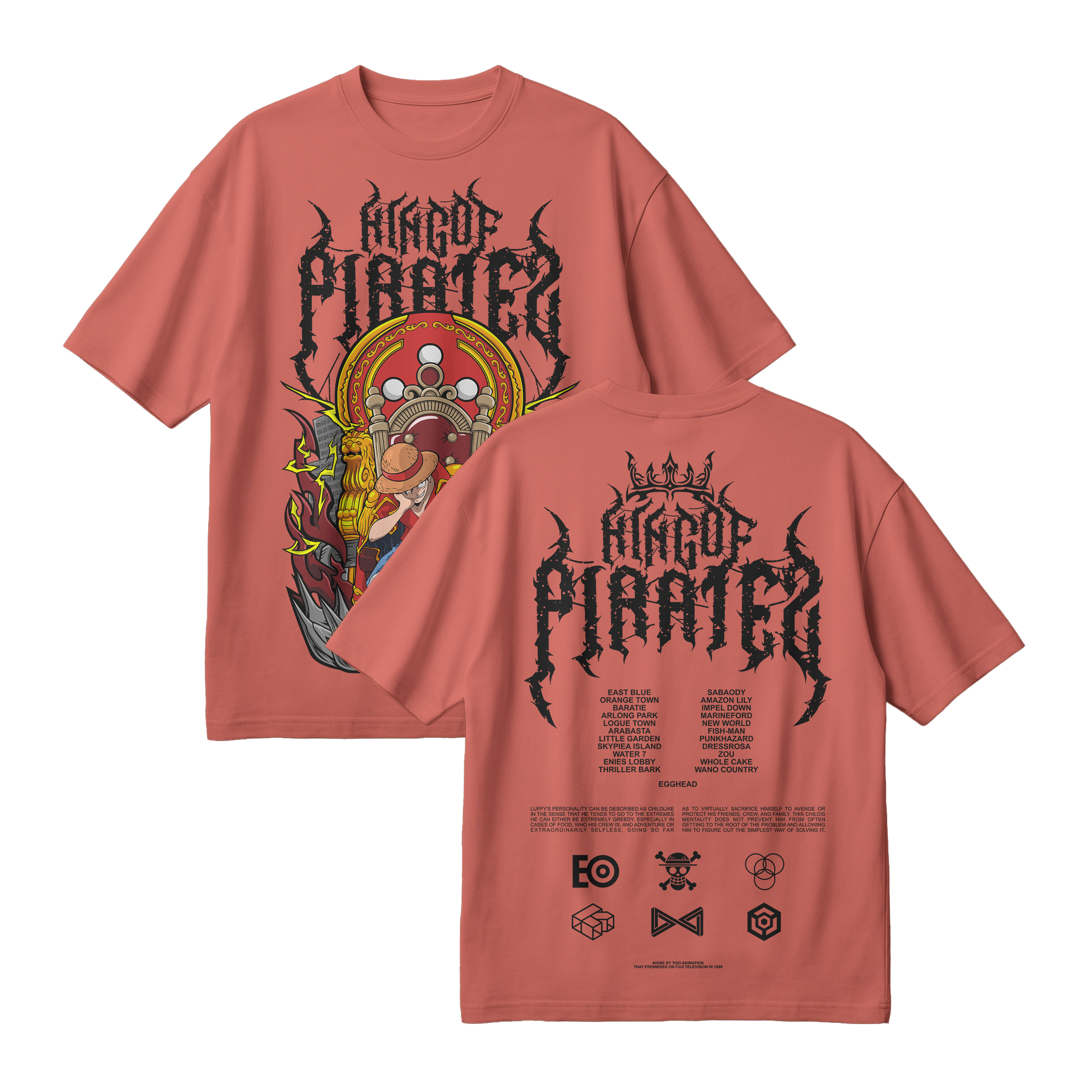 Anime One Piece Monkey D. Luffy King Of Pirates Oversized T-Shirt - RZM019
