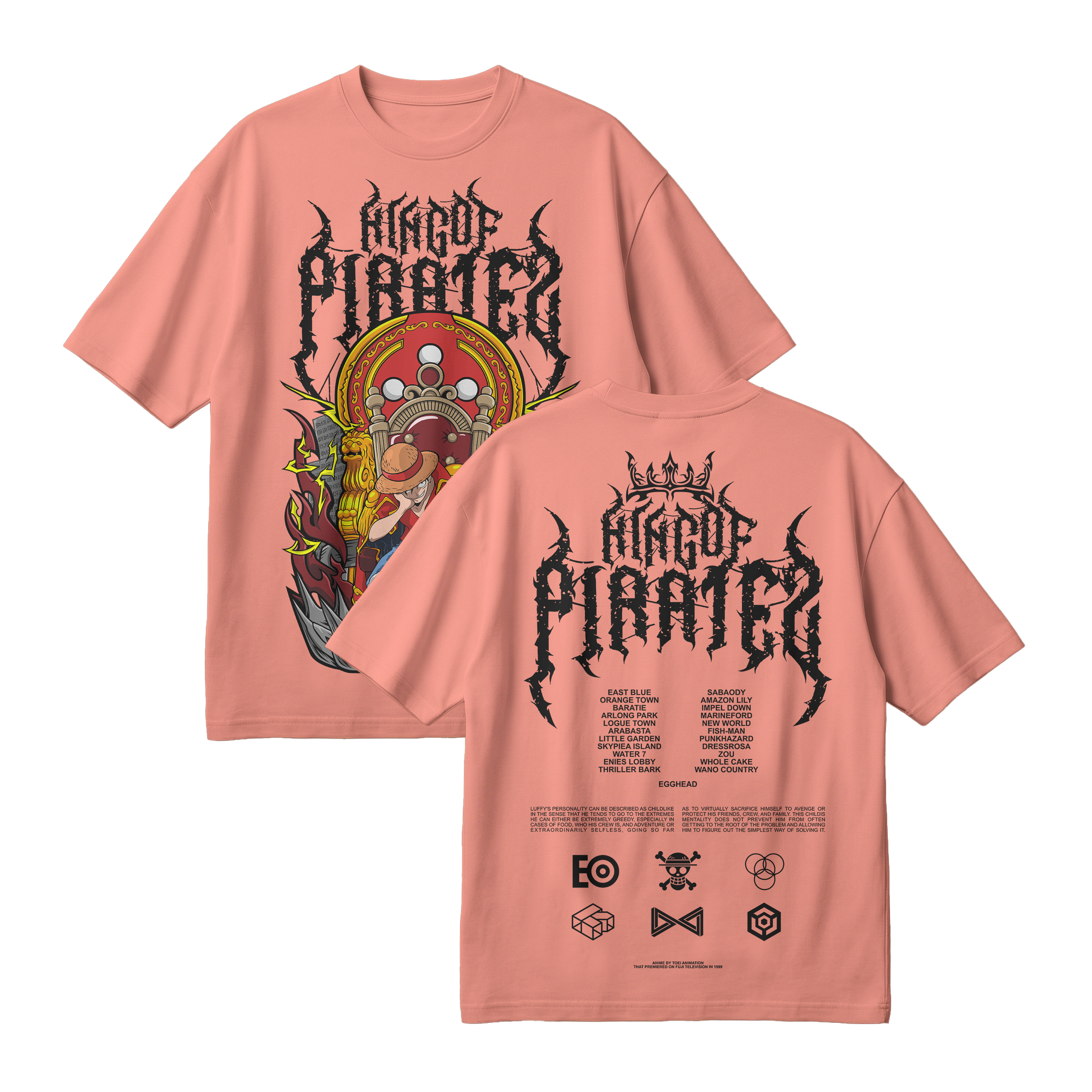 Anime One Piece Monkey D. Luffy King Of Pirates Oversized T-Shirt - RZM019