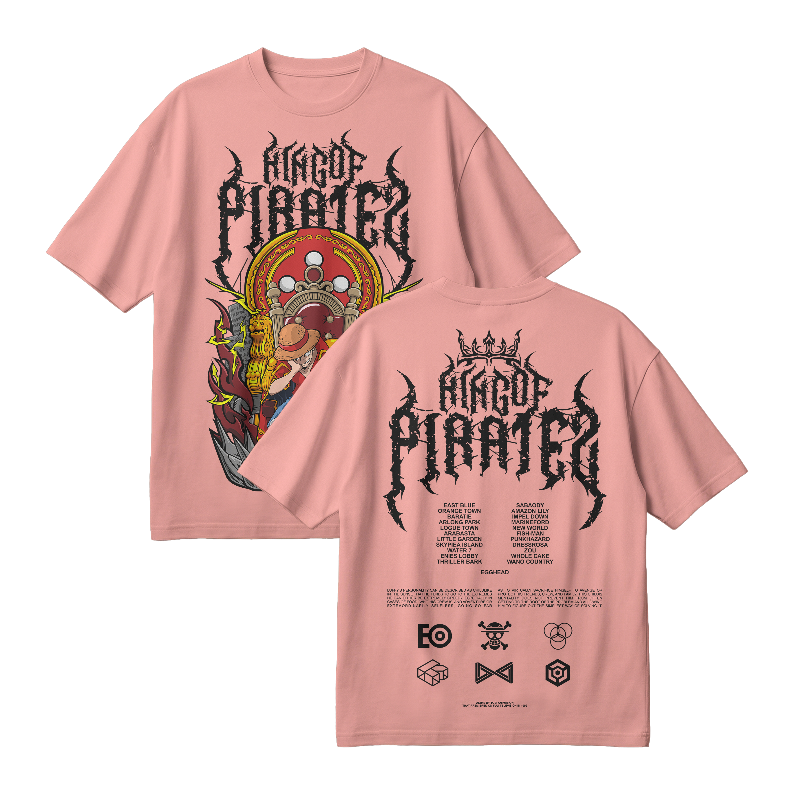 Anime One Piece Monkey D. Luffy King Of Pirates Oversized T-Shirt - RZM019
