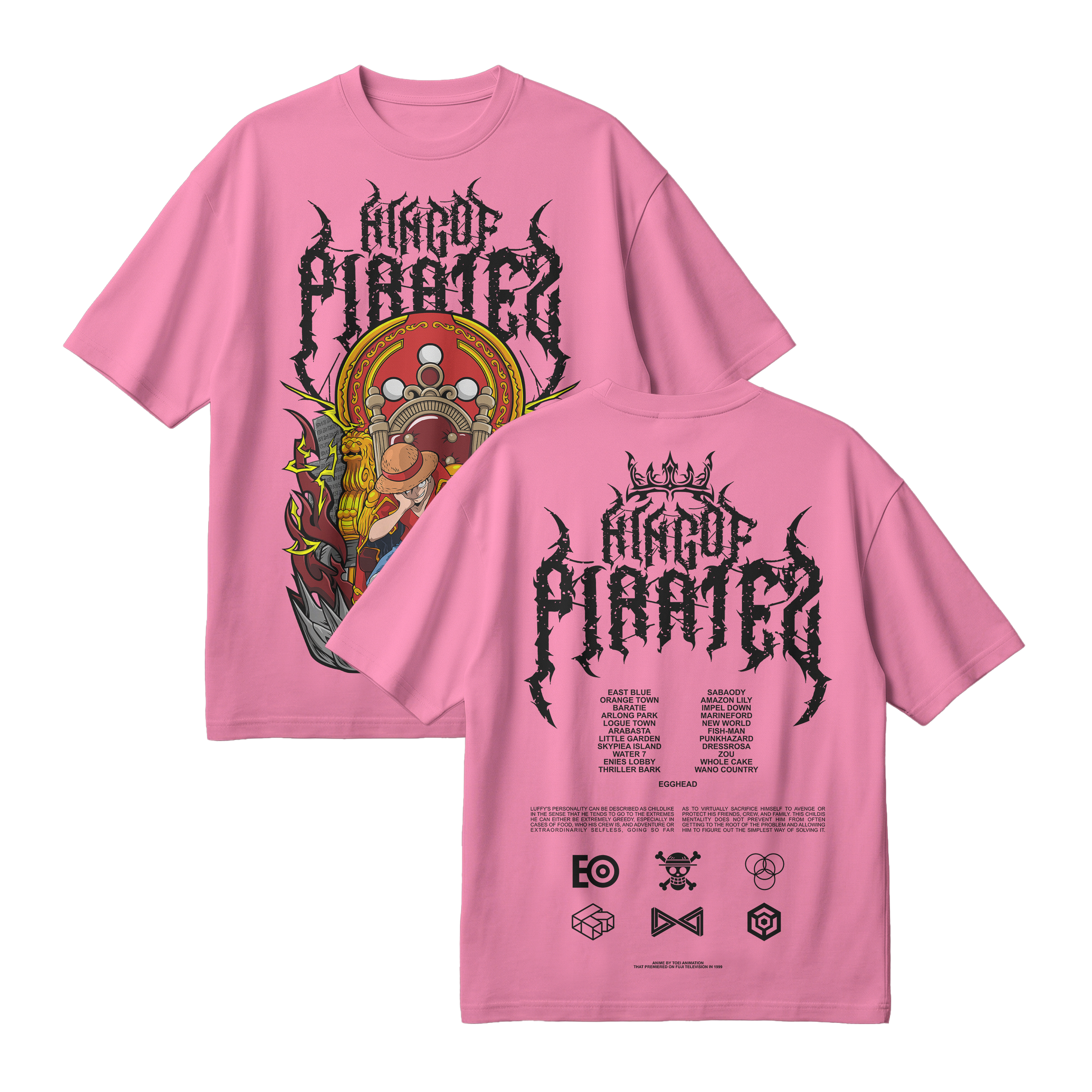 Anime One Piece Monkey D. Luffy King Of Pirates Oversized T-Shirt - RZM019