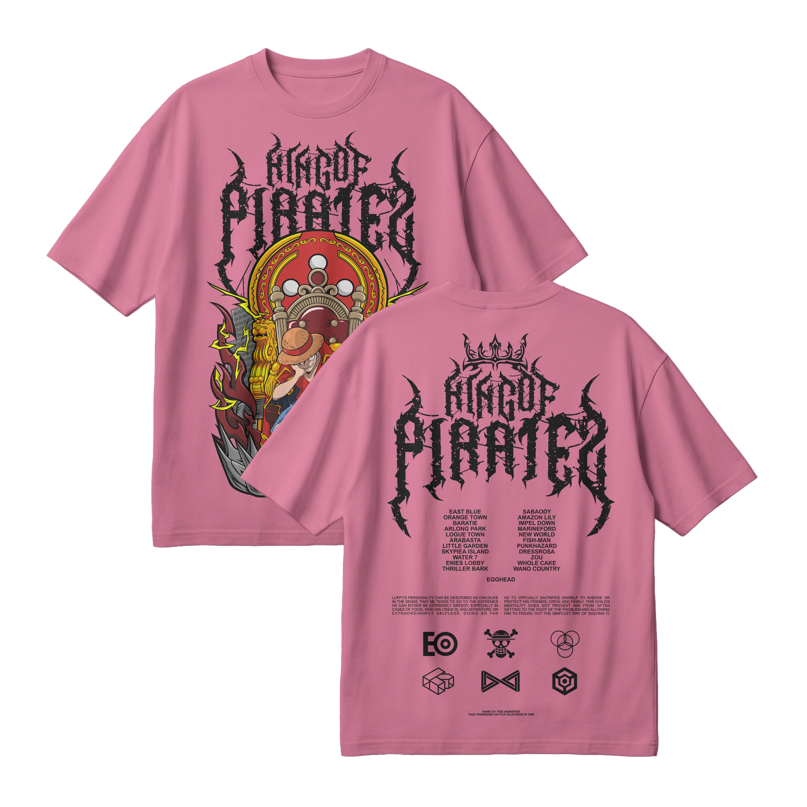 Anime One Piece Monkey D. Luffy King Of Pirates Oversized T-Shirt - RZM019