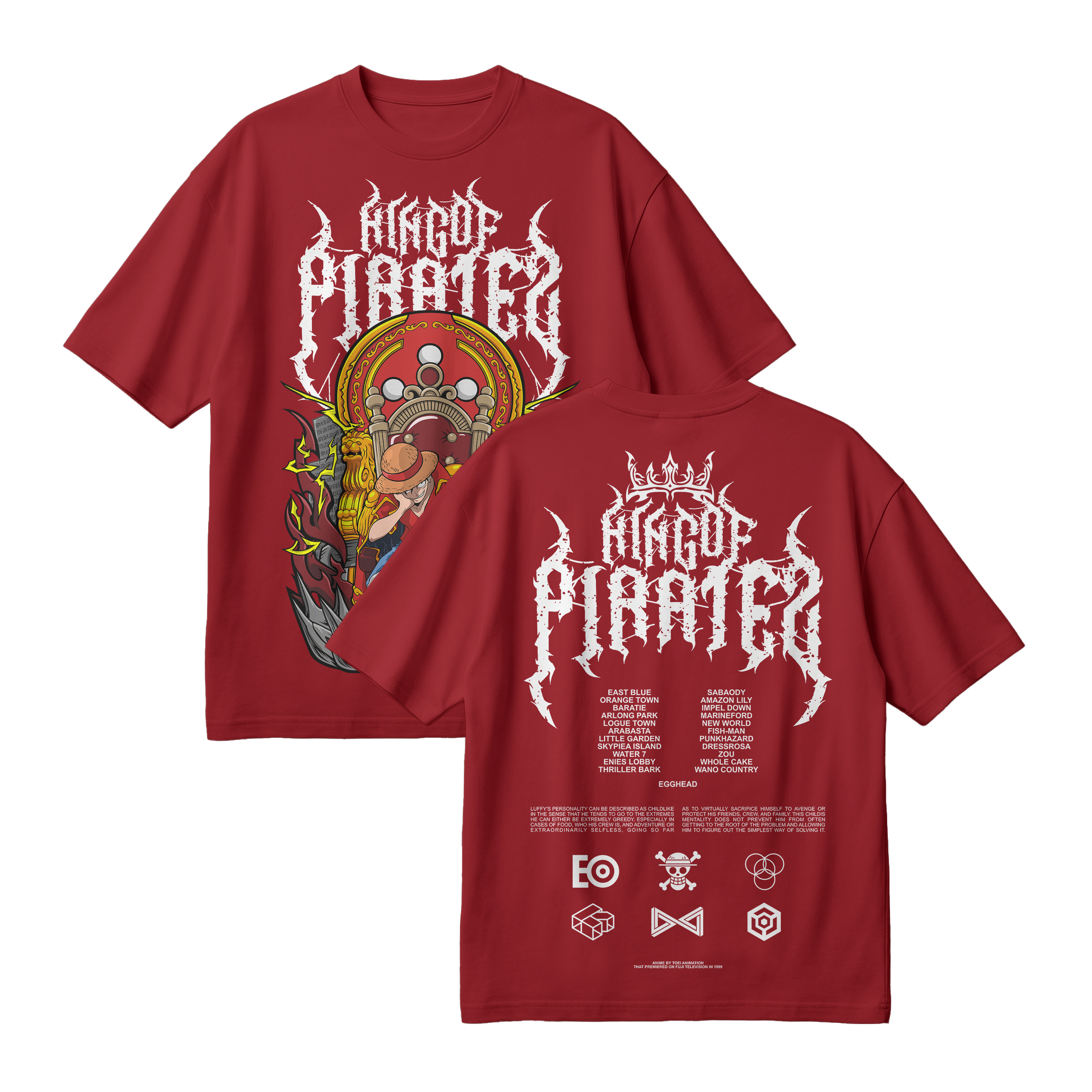 Anime One Piece Monkey D. Luffy King Of Pirates Oversized T-Shirt - RZM019