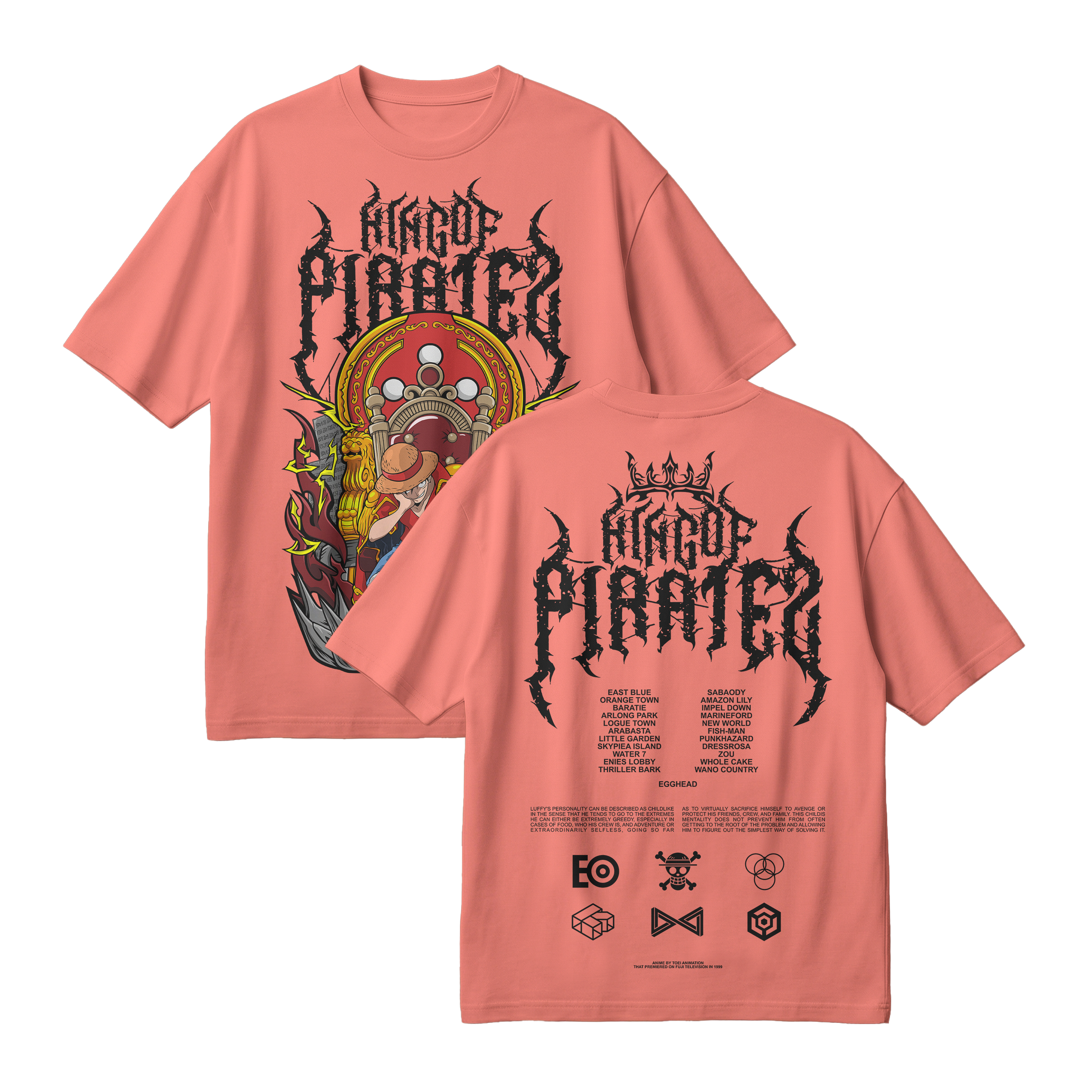 Anime One Piece Monkey D. Luffy King Of Pirates Oversized T-Shirt - RZM019