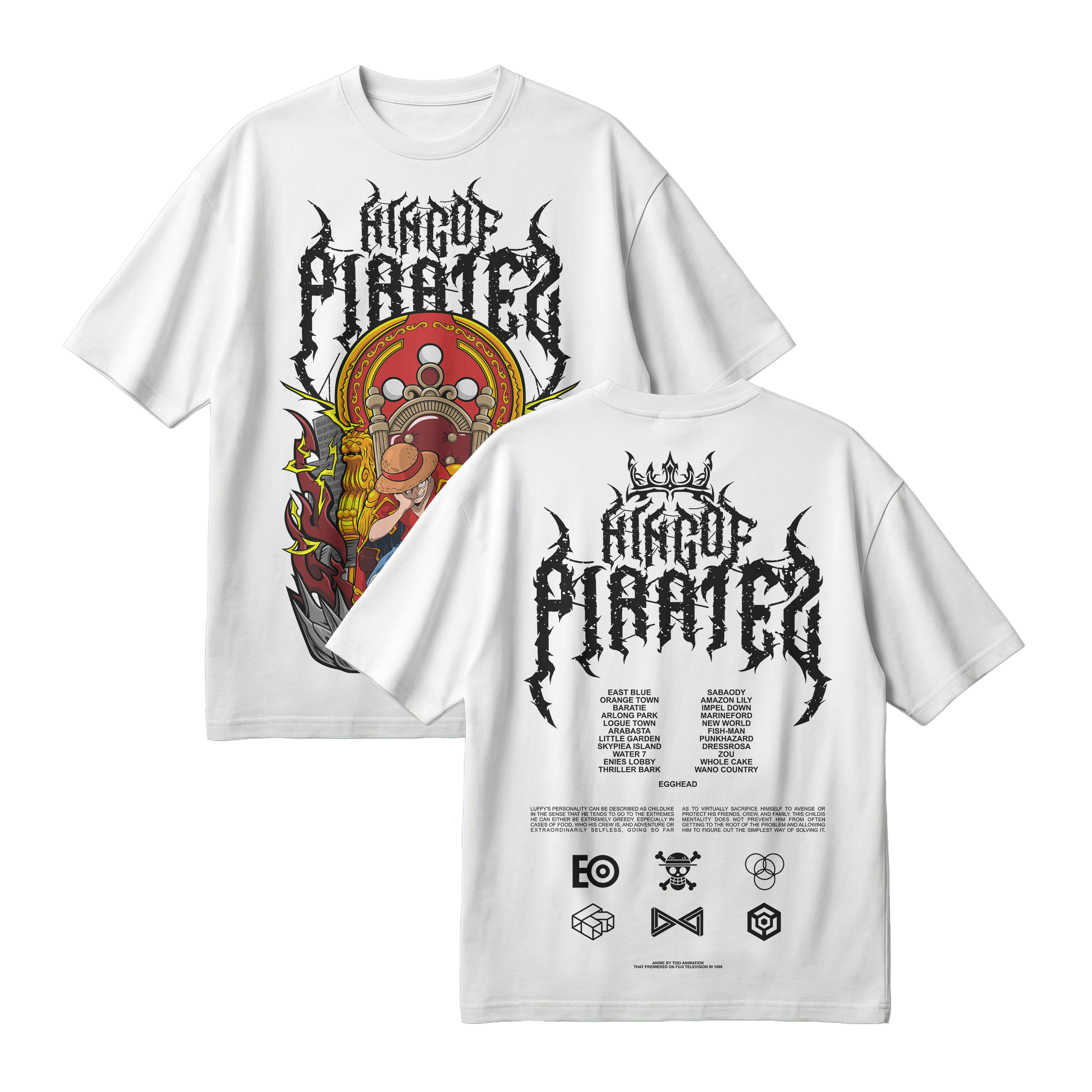 Anime One Piece Monkey D. Luffy King Of Pirates Oversized T-Shirt - RZM019