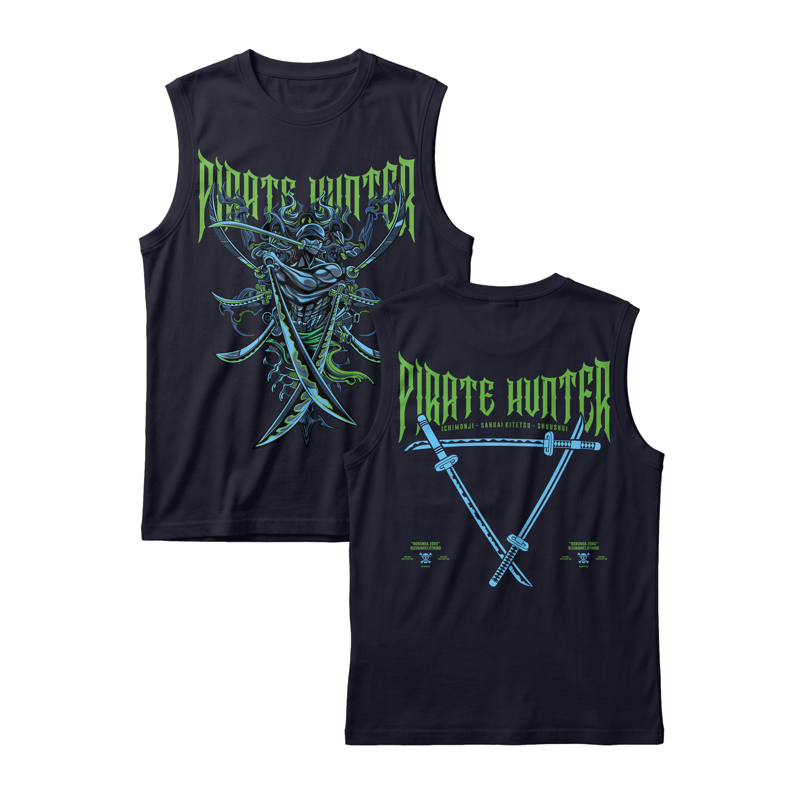Anime One Piece Roronoa Zoro Pirates Hunter Sleeveless - RZM010