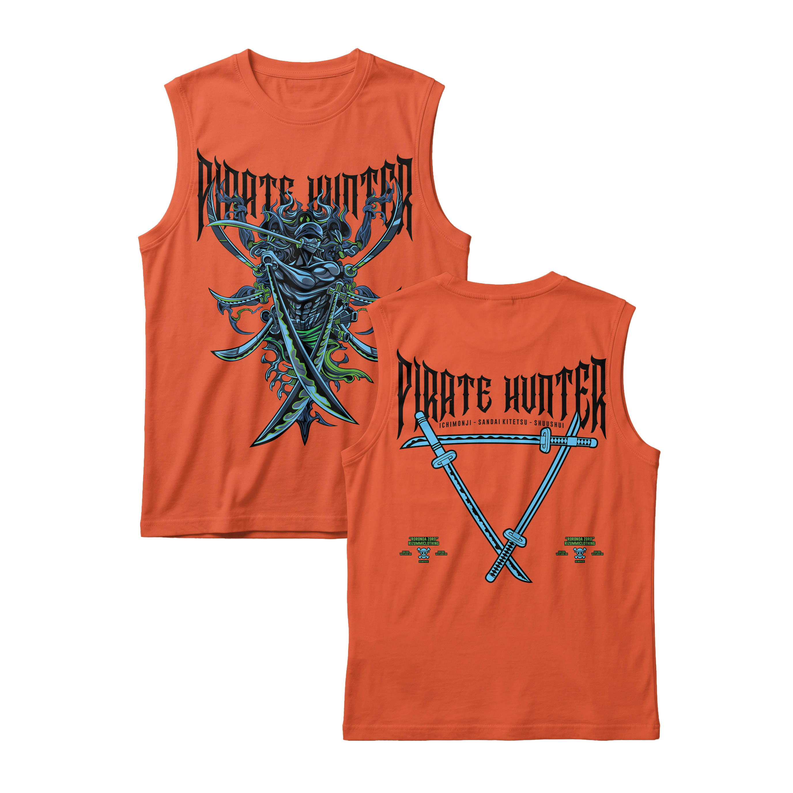 Anime One Piece Roronoa Zoro Pirates Hunter Sleeveless - RZM010