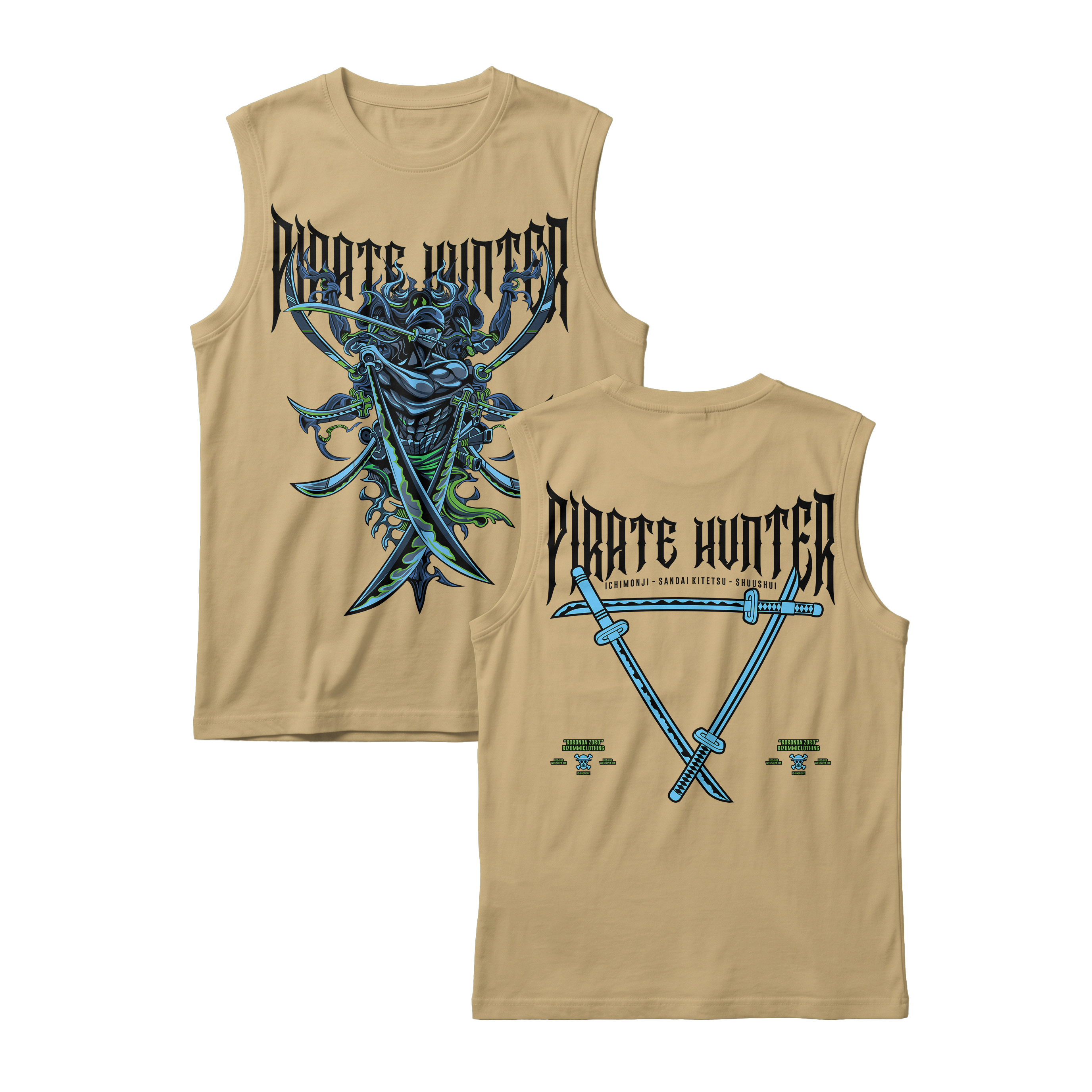 Anime One Piece Roronoa Zoro Pirates Hunter Sleeveless - RZM010