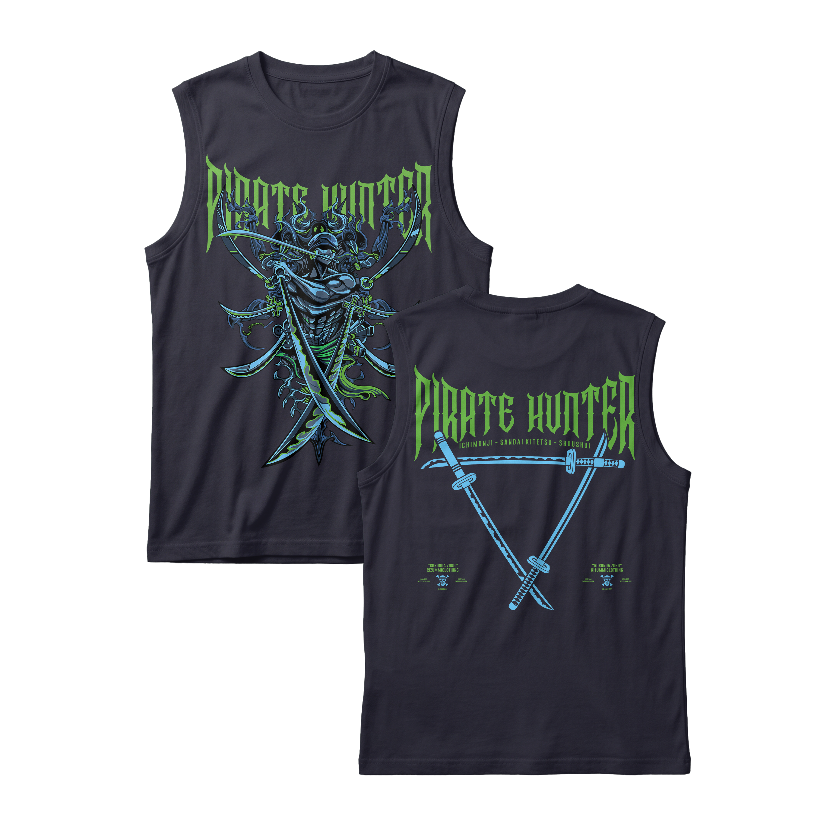 Anime One Piece Roronoa Zoro Pirates Hunter Sleeveless - RZM010