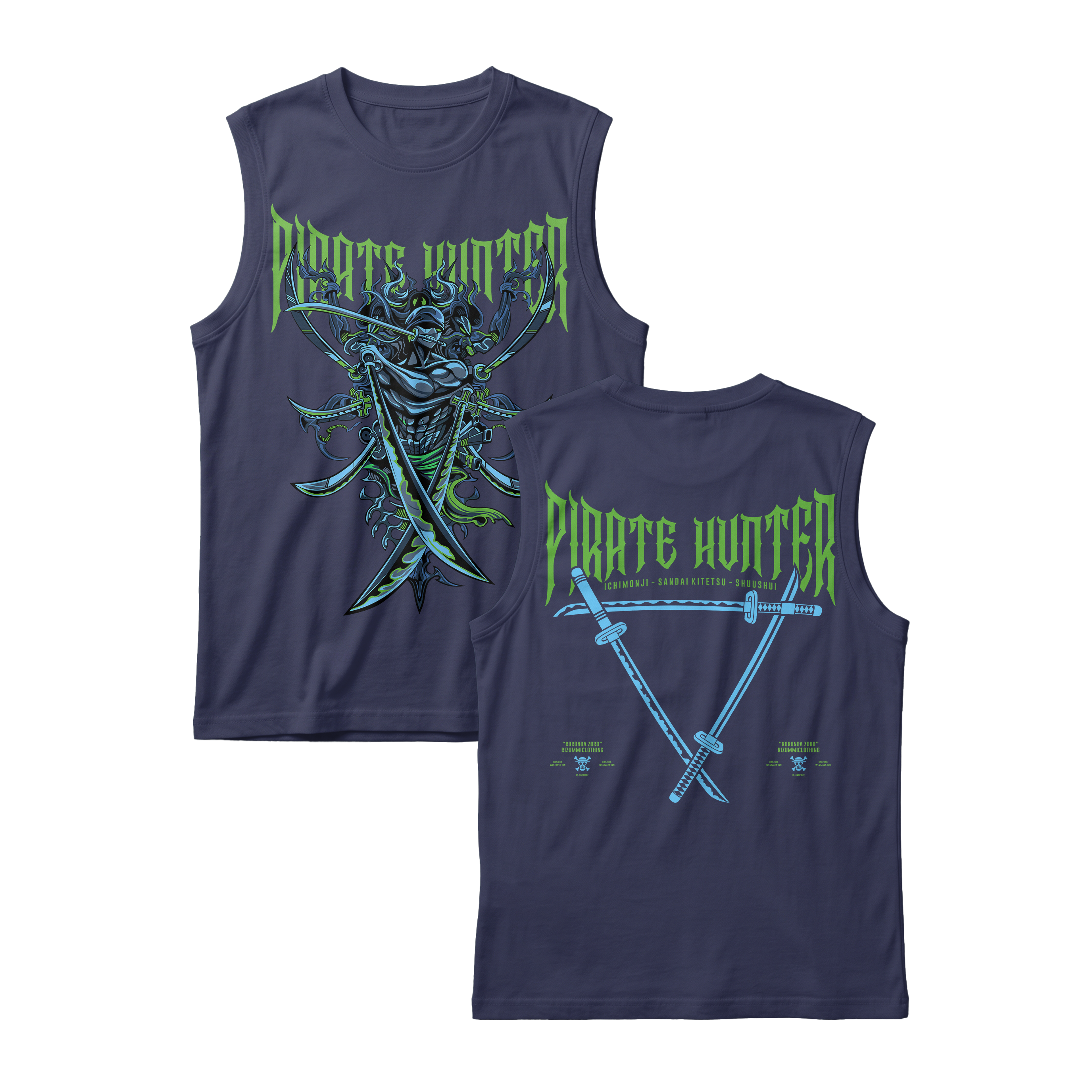 Anime One Piece Roronoa Zoro Pirates Hunter Sleeveless - RZM010