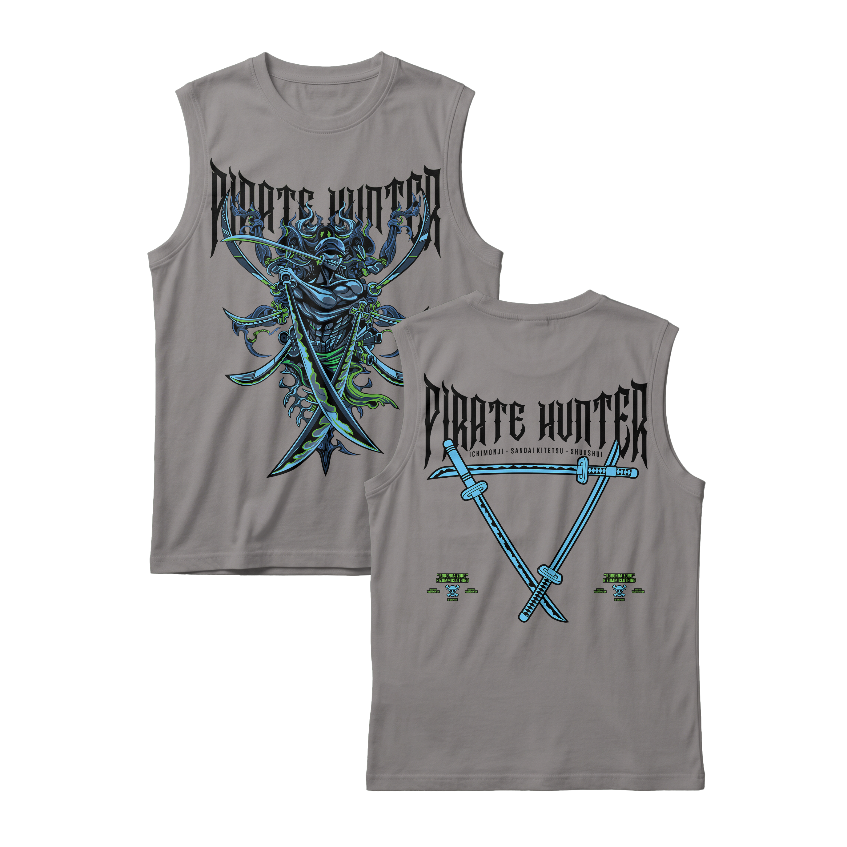 Anime One Piece Roronoa Zoro Pirates Hunter Sleeveless - RZM010