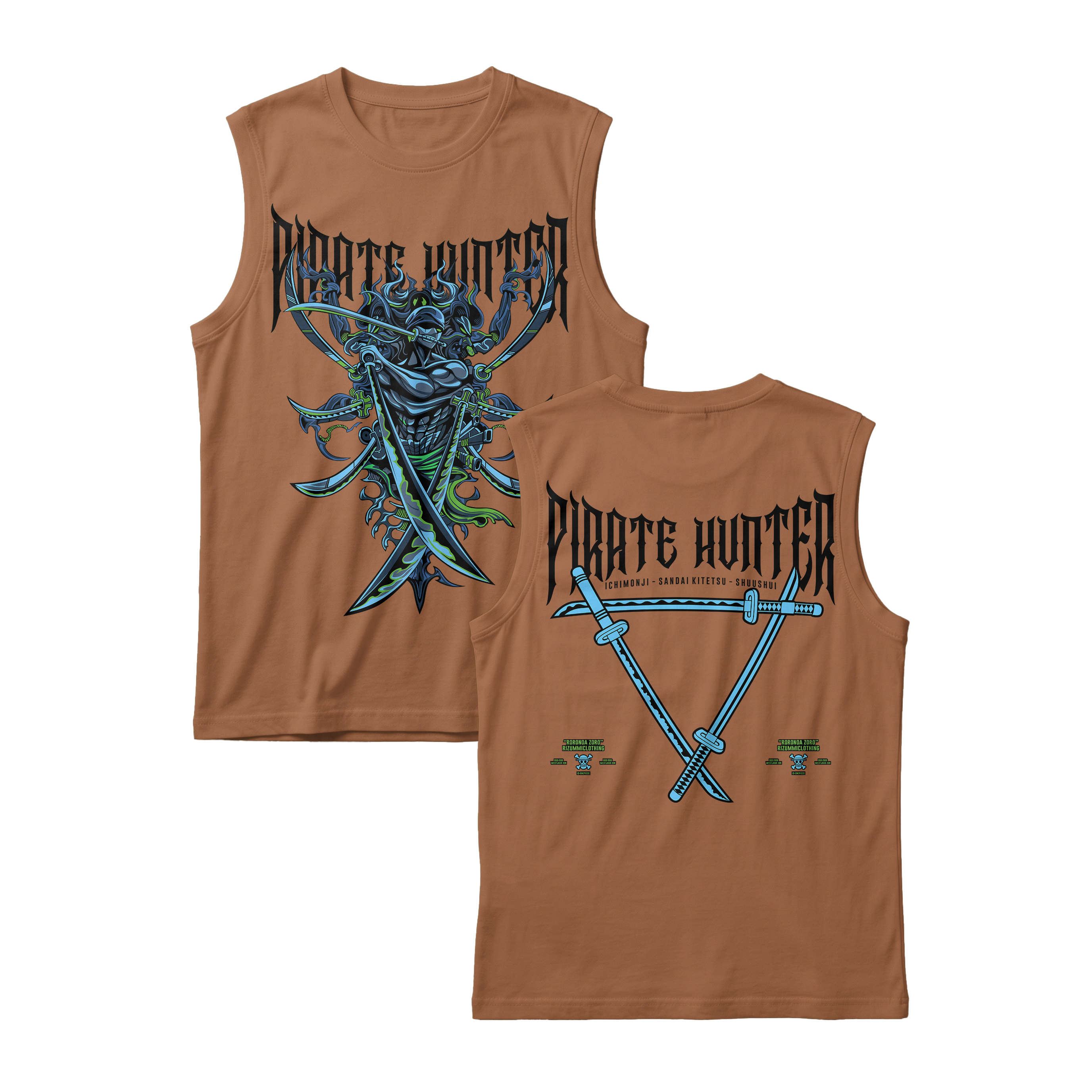 Anime One Piece Roronoa Zoro Pirates Hunter Sleeveless - RZM010
