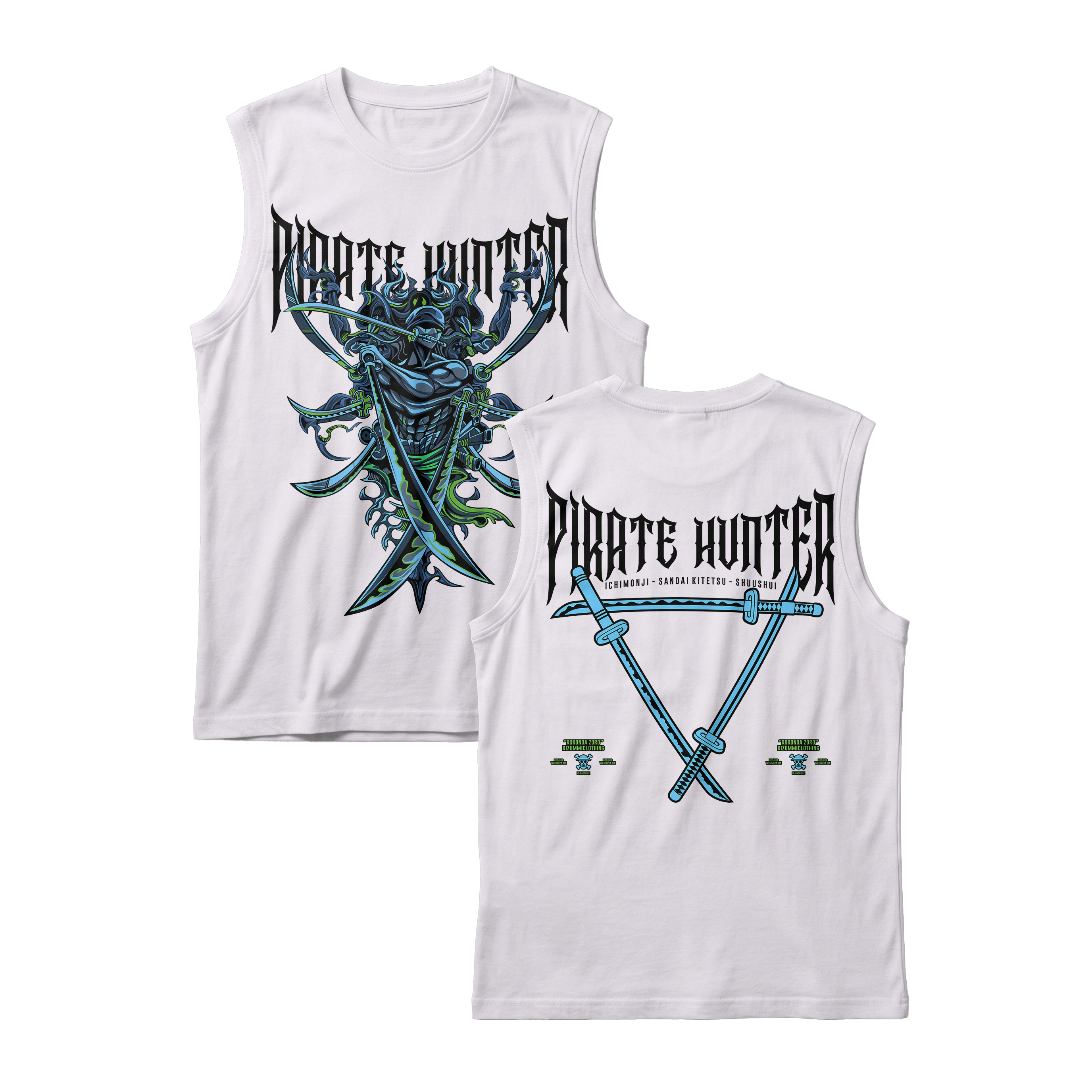 Anime One Piece Roronoa Zoro Pirates Hunter Sleeveless - RZM010