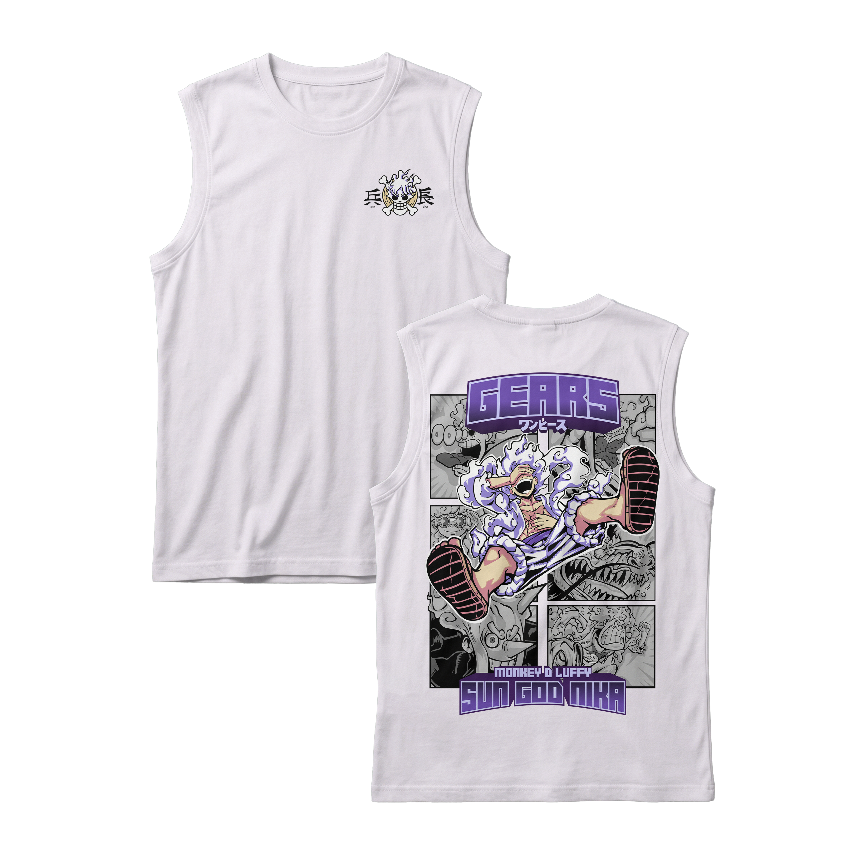 Anime One Piece Gear 5 Monkey D. Luffy Sun God Nika Sleeveless - RZM011