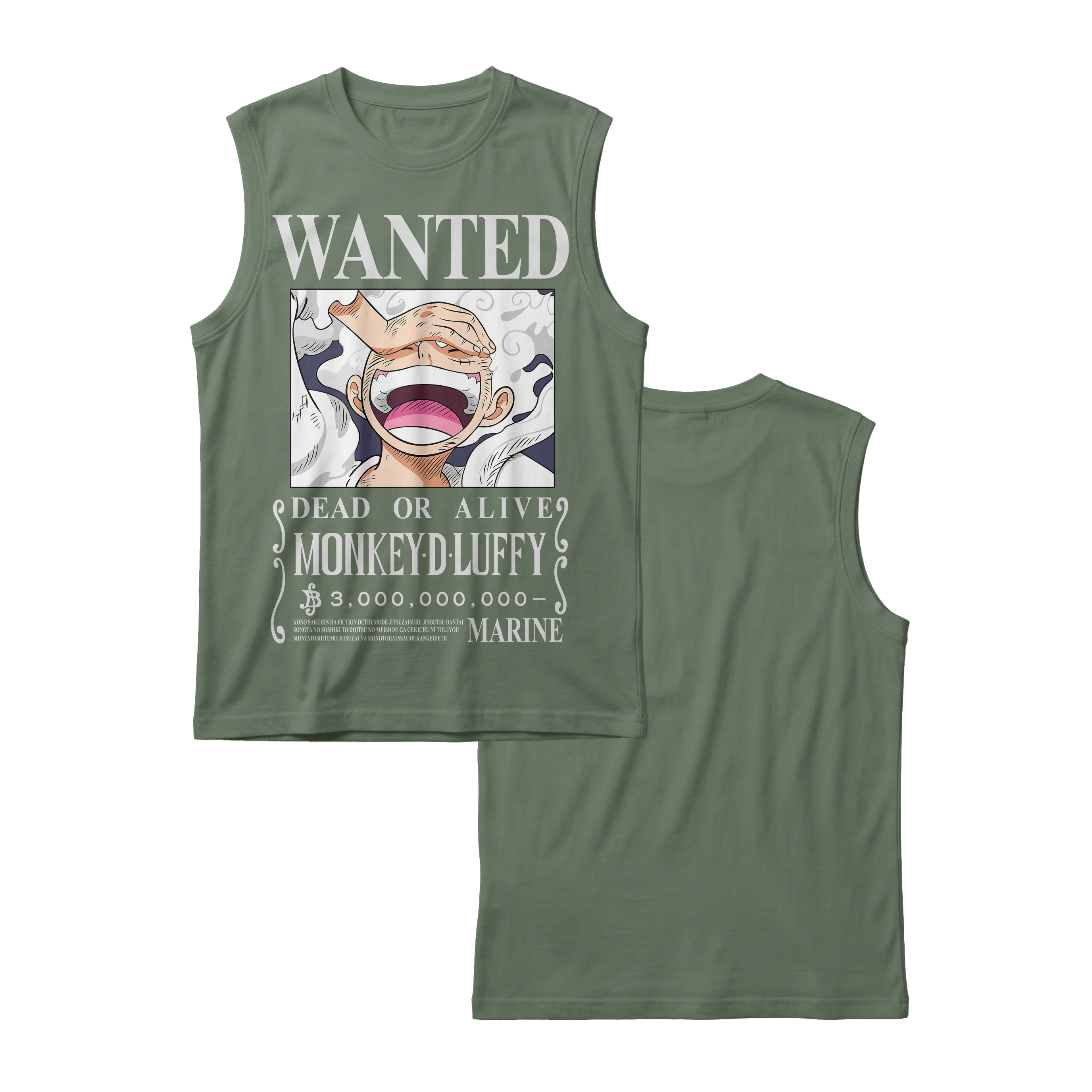Anime One Piece Wanted Monkey D. Luffy Gear 5 Sleeveless - RZM012