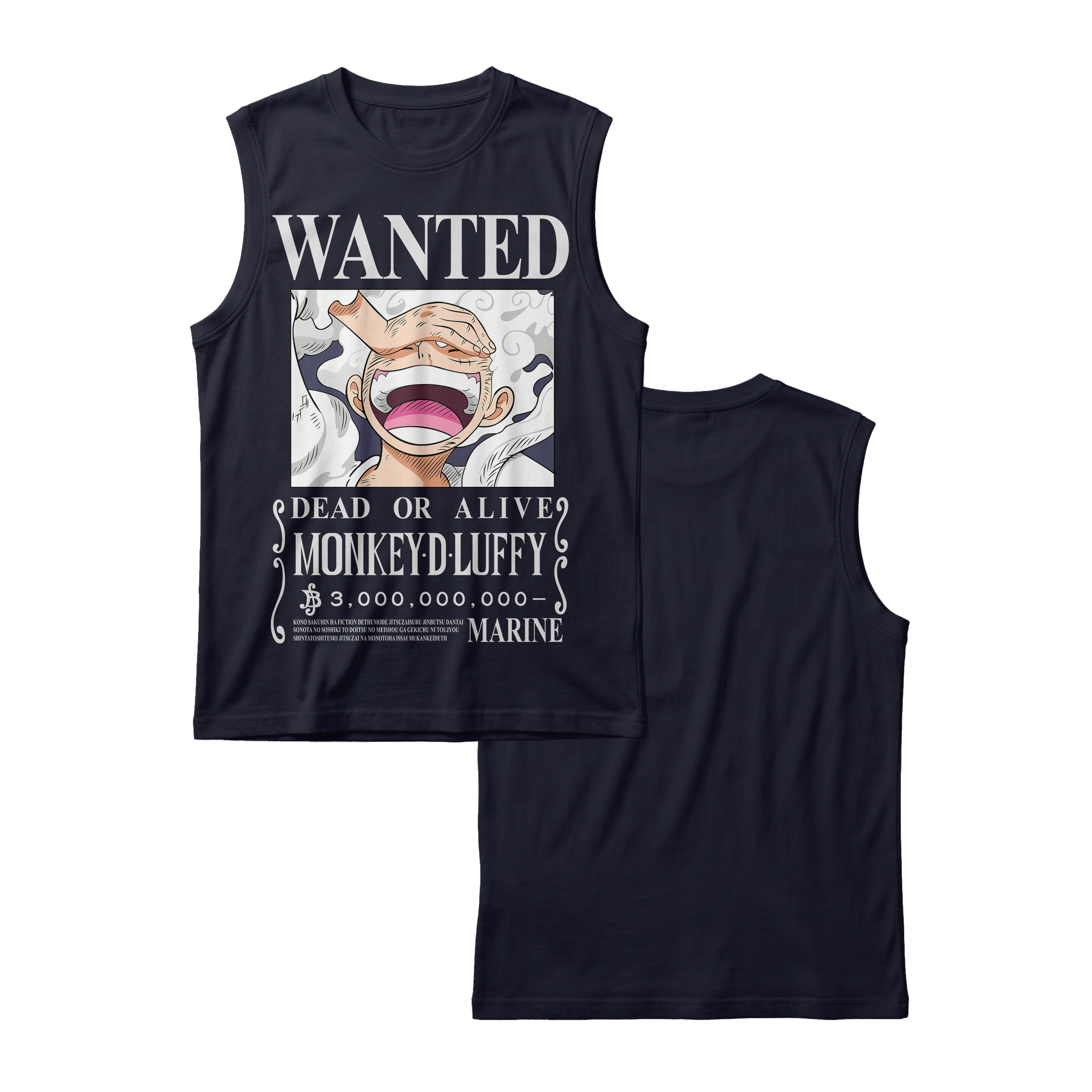 Anime One Piece Wanted Monkey D. Luffy Gear 5 Sleeveless - RZM012